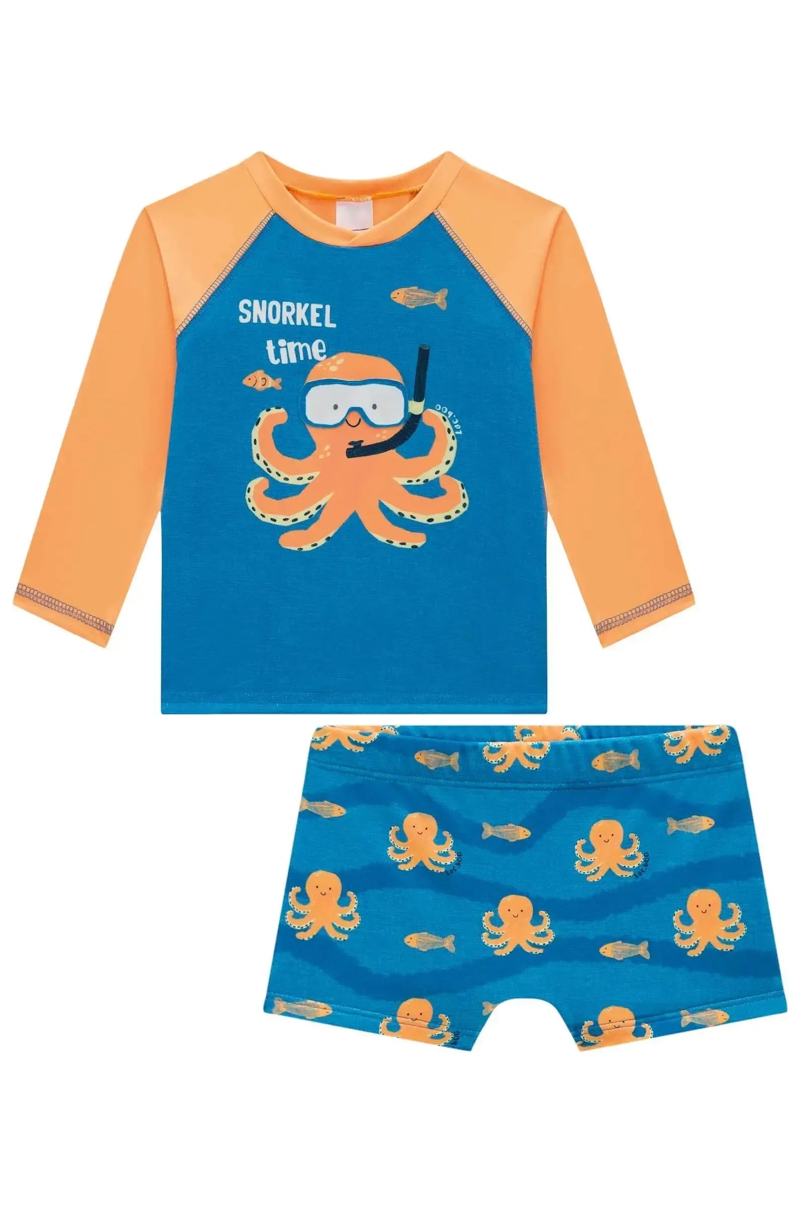 Conjunto de Camiseta e Sunga em Malha UV Dry com Proteção UV50+ 95748 LucBoo Bebê Menino
