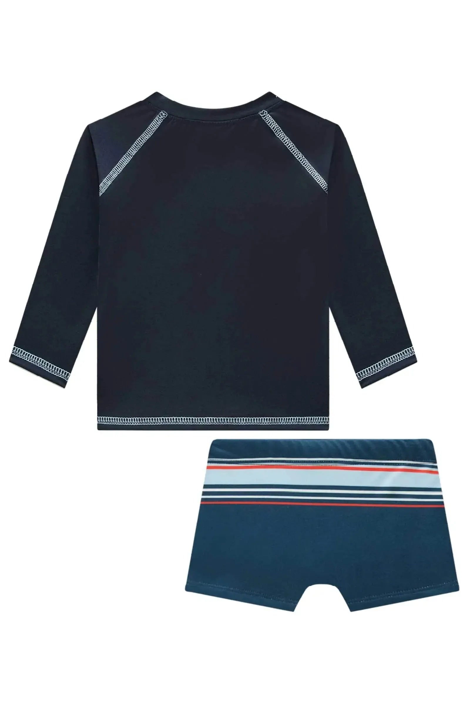 Conjunto de Camiseta e Sunga em Malha UV Dry com Proteção UV50+ 96066 LucBoo Bebê Menino