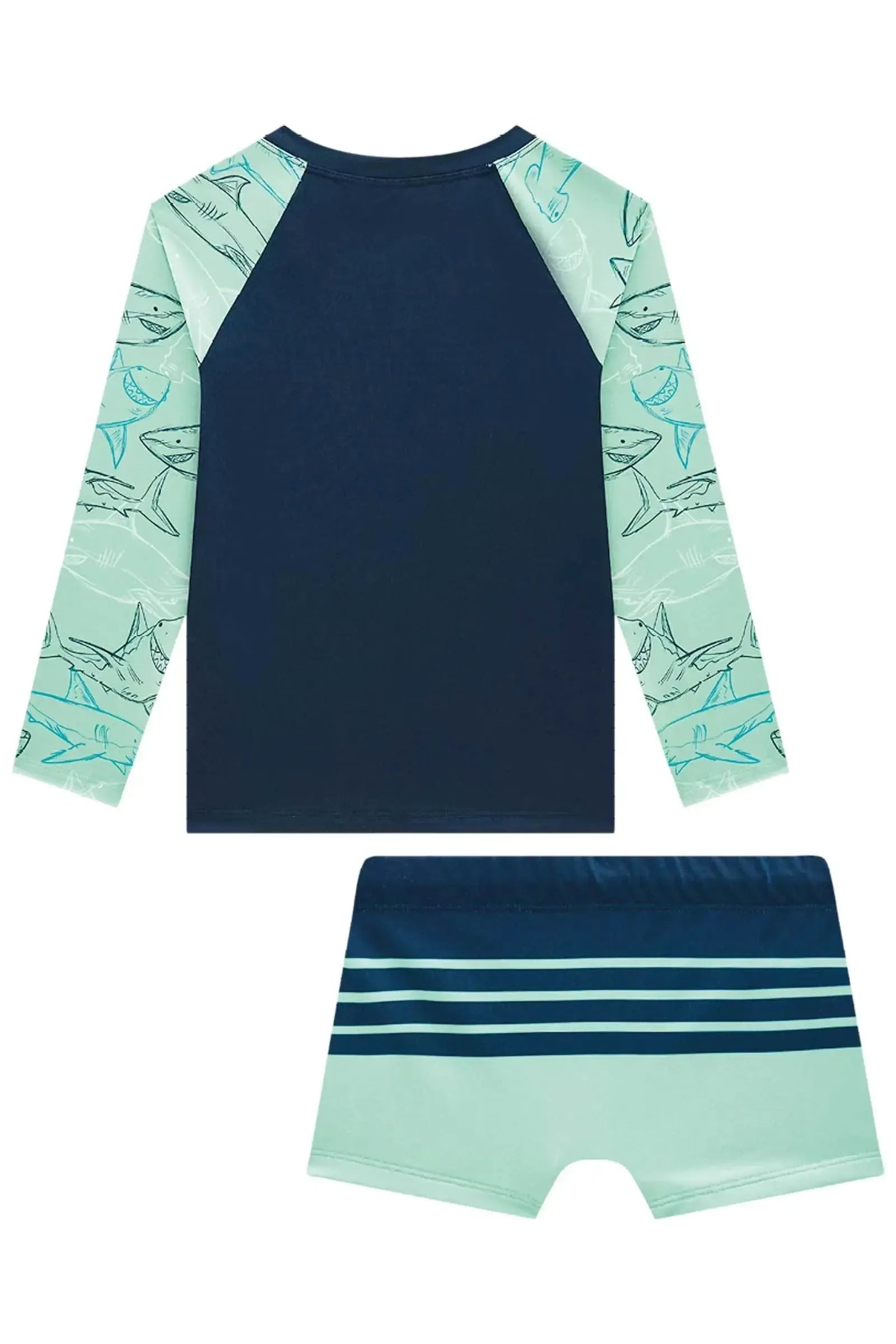 Conjunto de Camiseta e Sunga em Malha UV Dry com Proteção UV50+ 96109 LucBoo Infantil Menino