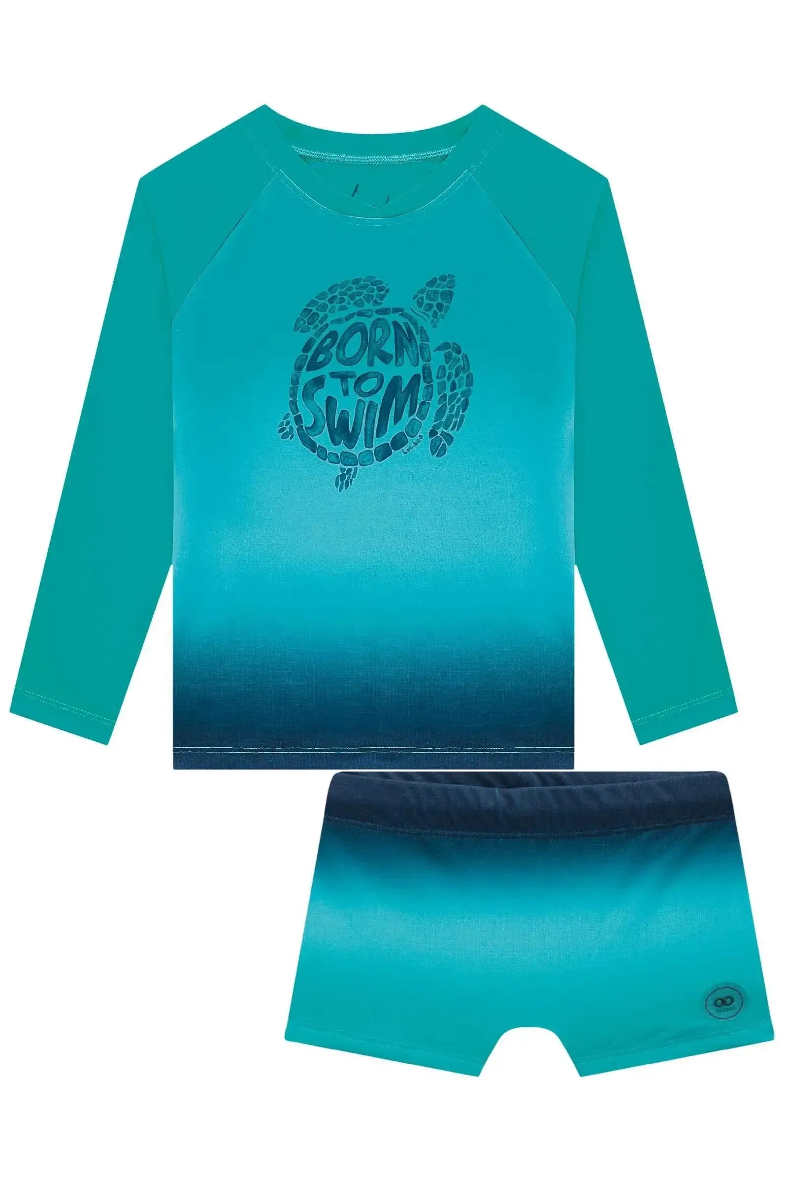 Conjunto de Camiseta e Sunga em Malha UV Dry com Proteção UV50+ 96111 LucBoo Infantil Menino