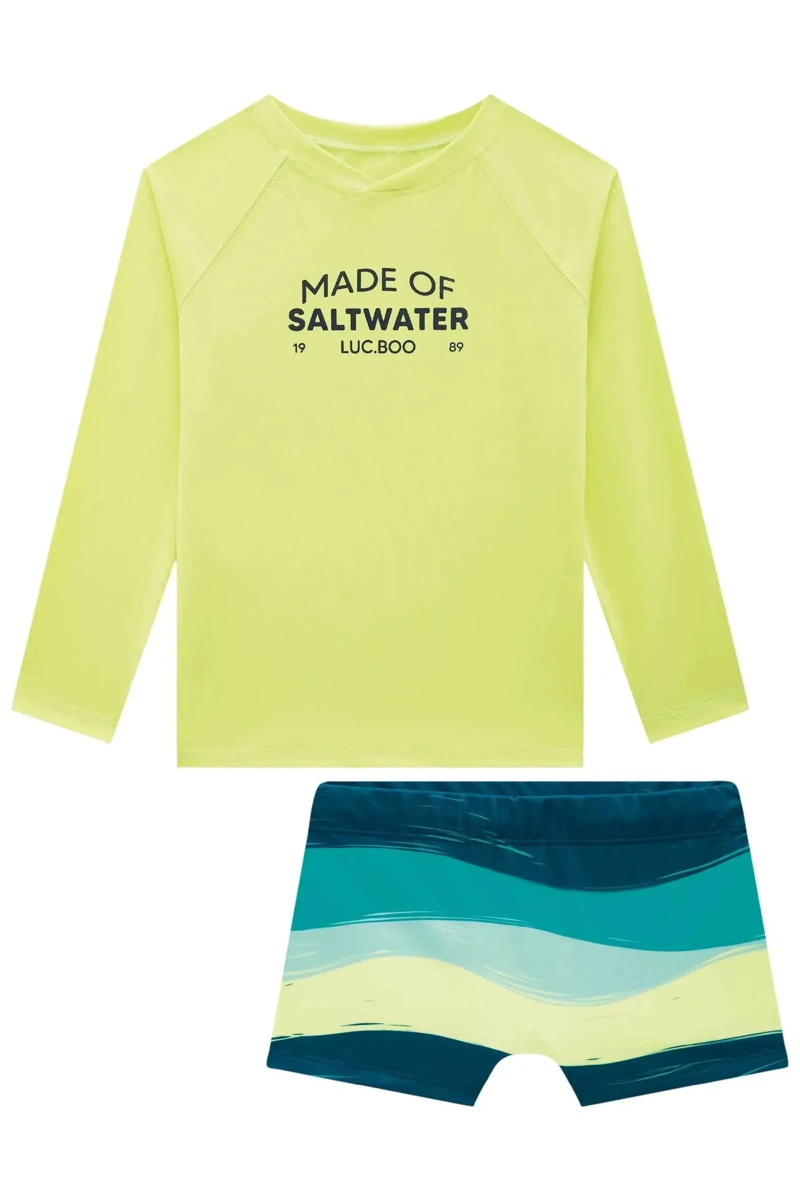 Conjunto de Camiseta e Sunga em Malha UV Dry com Proteção UV50+ 96119 LucBoo Infantil Menino