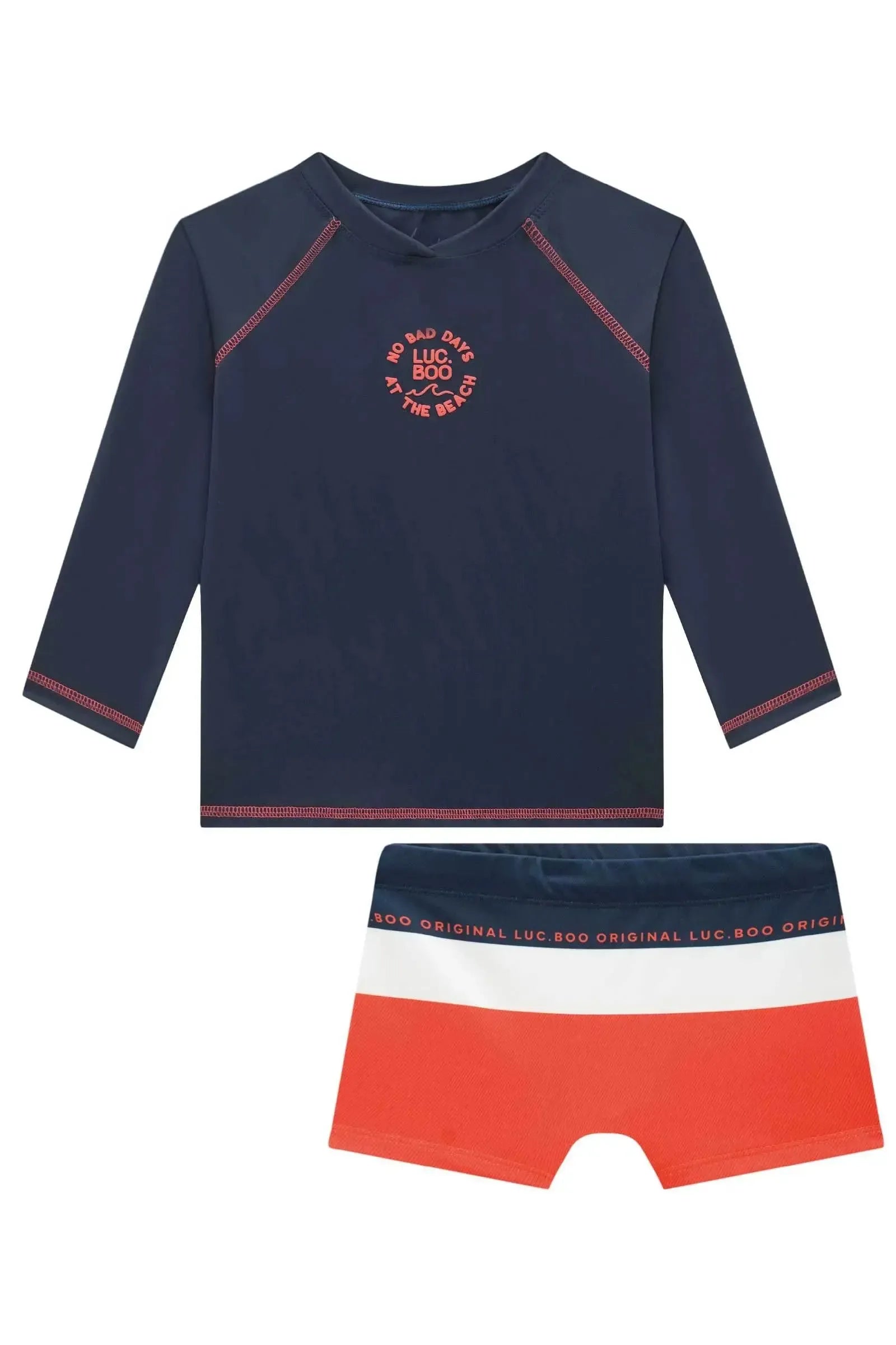 Conjunto de Camiseta e Sunga em Malha UV Dry com Proteção UV50+ 96125 LucBoo Infantil Menino