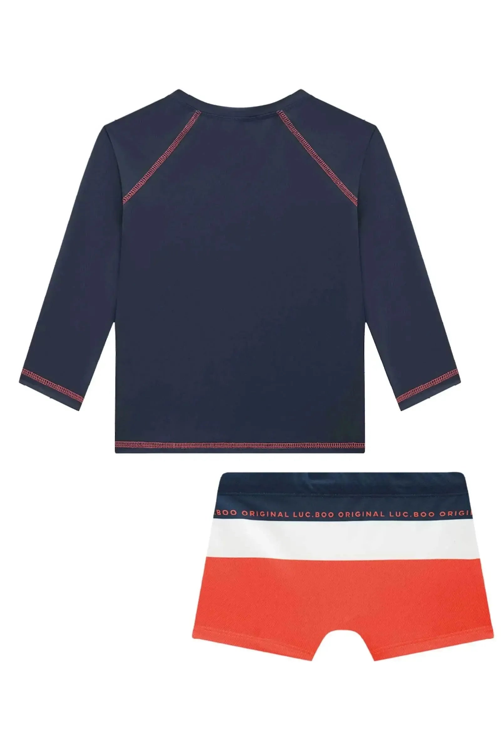 Conjunto de Camiseta e Sunga em Malha UV Dry com Proteção UV50+ 96125 LucBoo Infantil Menino