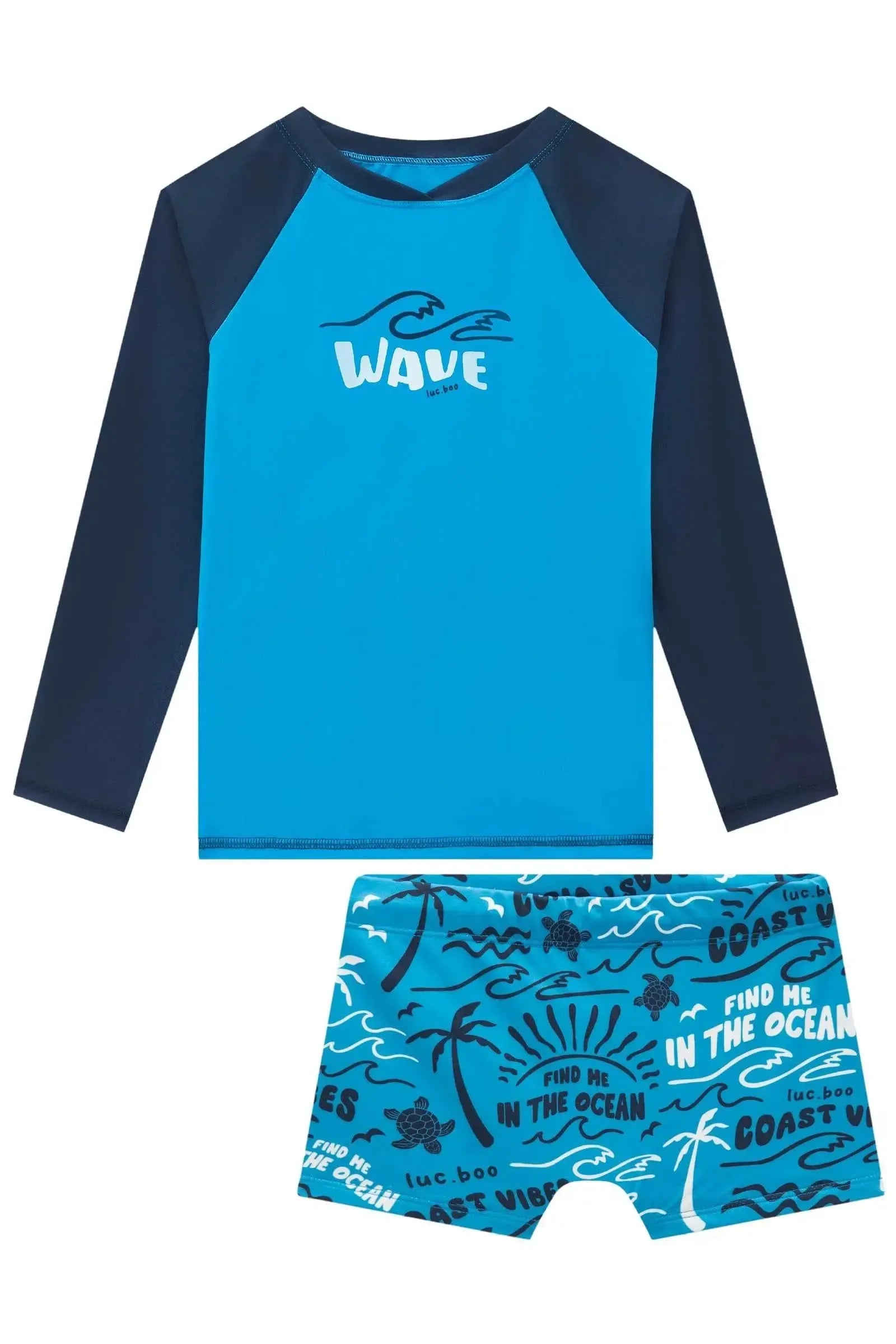 Conjunto de Camiseta e Sunga em Malha UV Dry com Proteção UV50+ 96170 LucBoo Infantil Menino