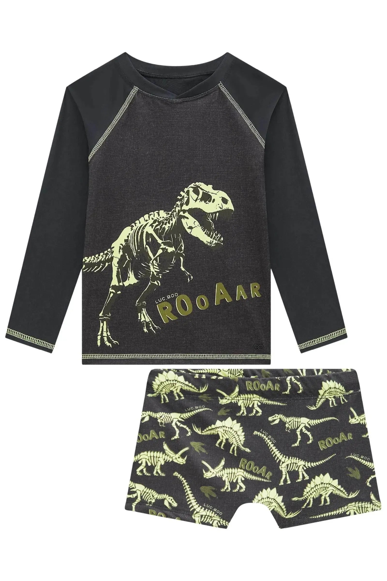 Conjunto de Camiseta e Sunga em Malha UV Dry com Proteção UV50+ 96172 LucBoo Infantil Menino