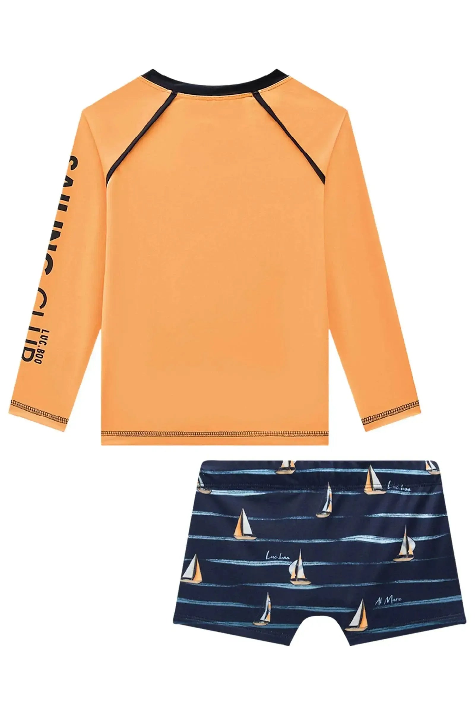 Conjunto de Camiseta e Sunga em Malha UV Dry com Proteção UV50+ 96174 LucBoo Infantil Menino