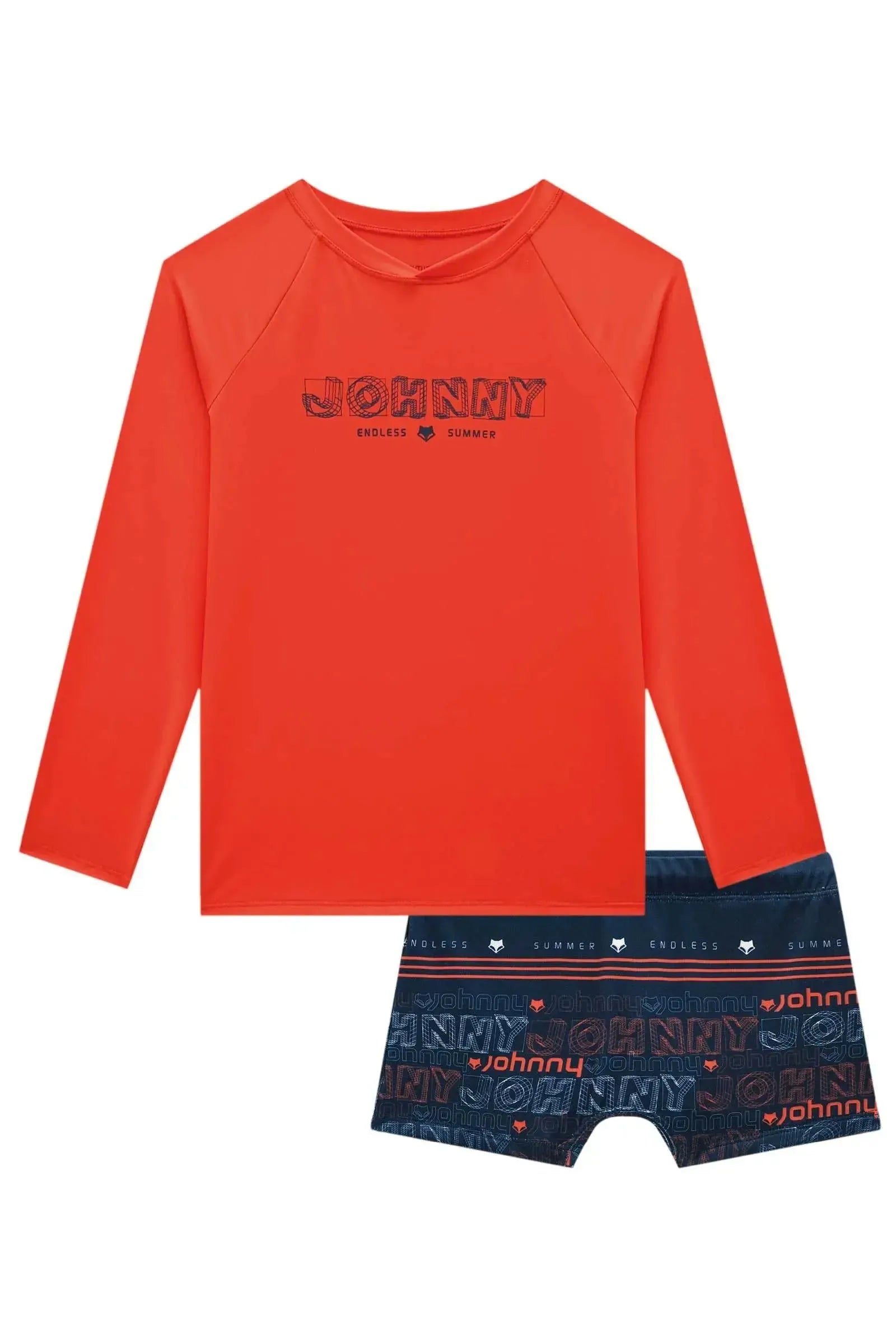 Conjunto de Camiseta e Sunga em Malha Uv Dry com Proteção UV50+ 97334 Johnny Fox Teen Menino