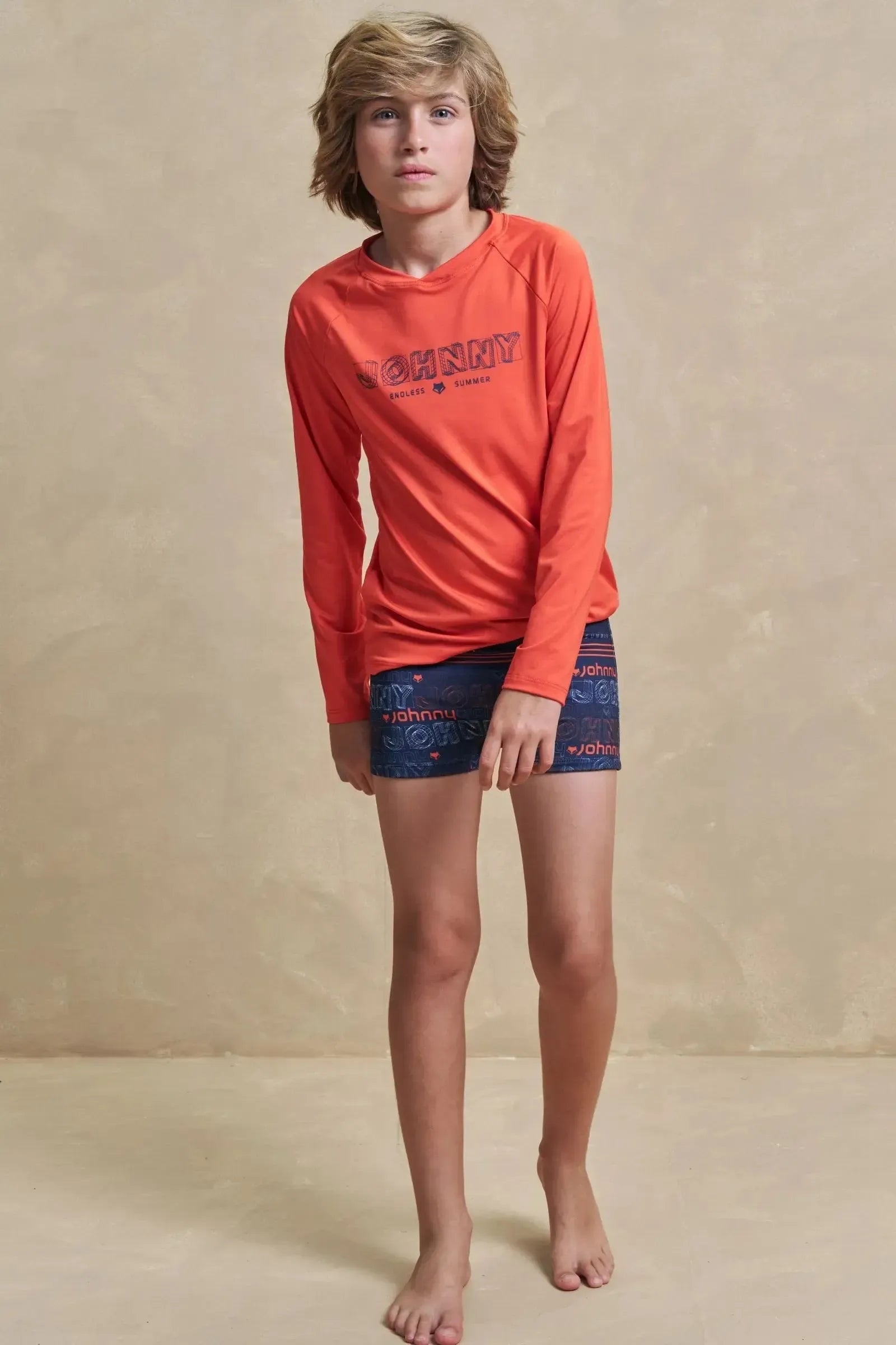 Conjunto de Camiseta e Sunga em Malha Uv Dry com Proteção UV50+ 97334 Johnny Fox Teen Menino