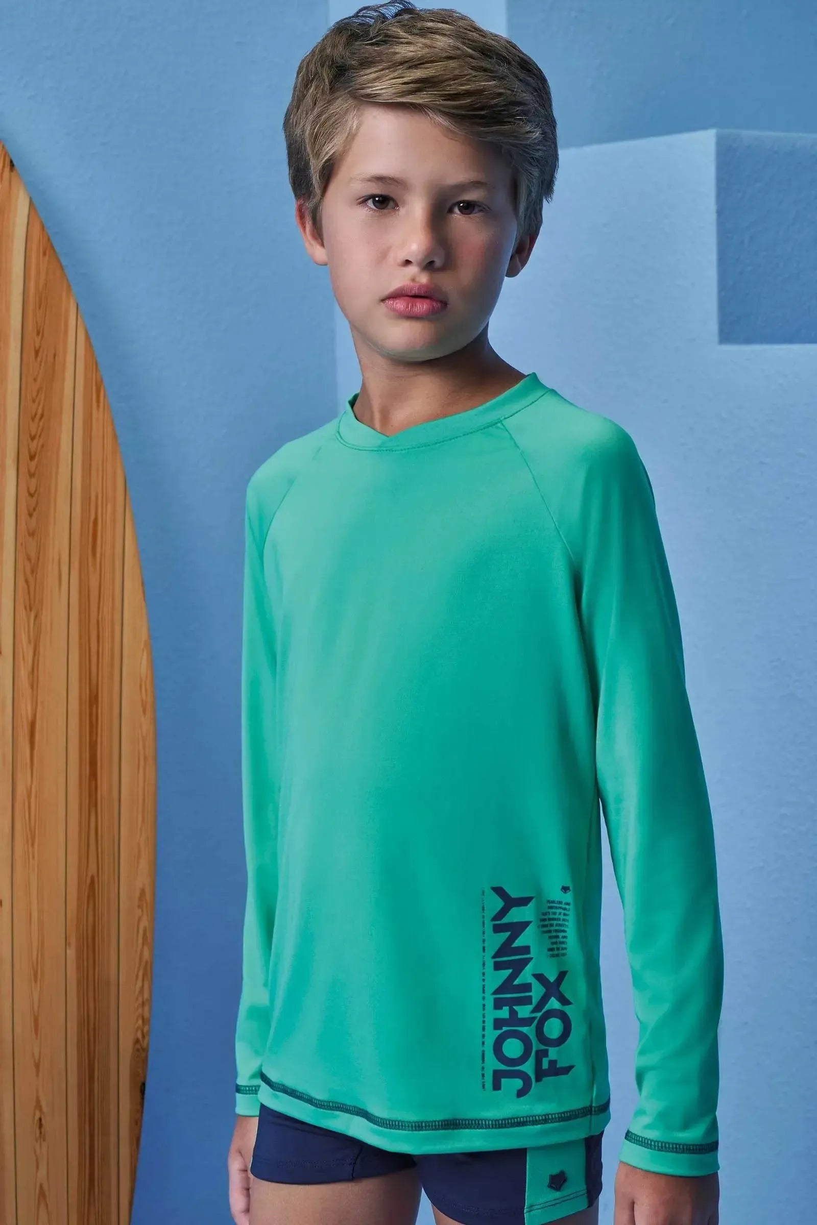 Conjunto de Camiseta e Sunga em Malha Uv Dry com Proteção UV50+ 99025 Johnny Fox Teen Menino