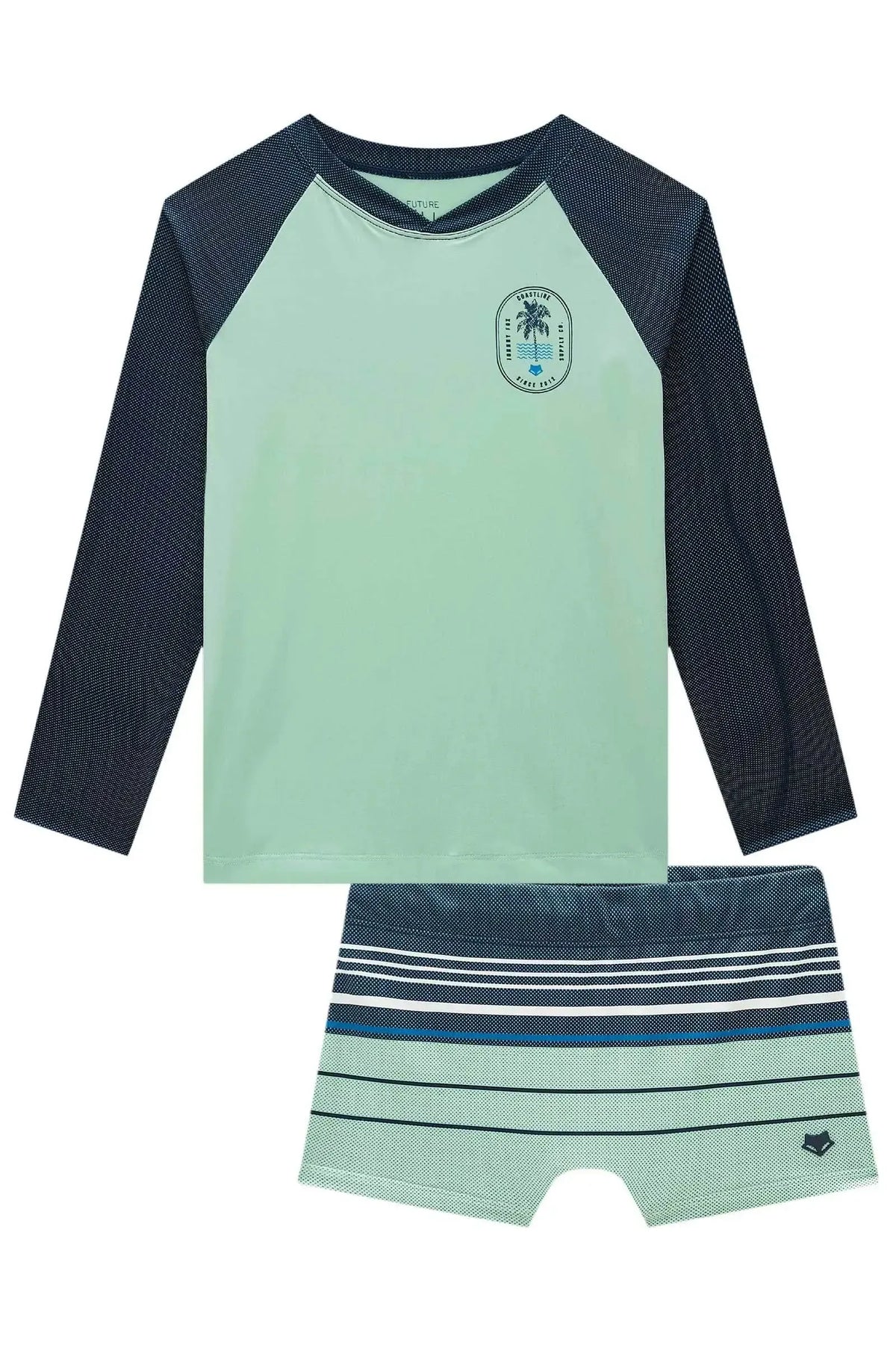 Conjunto de Camiseta e Sunga em Malha Uv Dry com Proteção UV50+ 99037 Johnny Fox Teen Menino