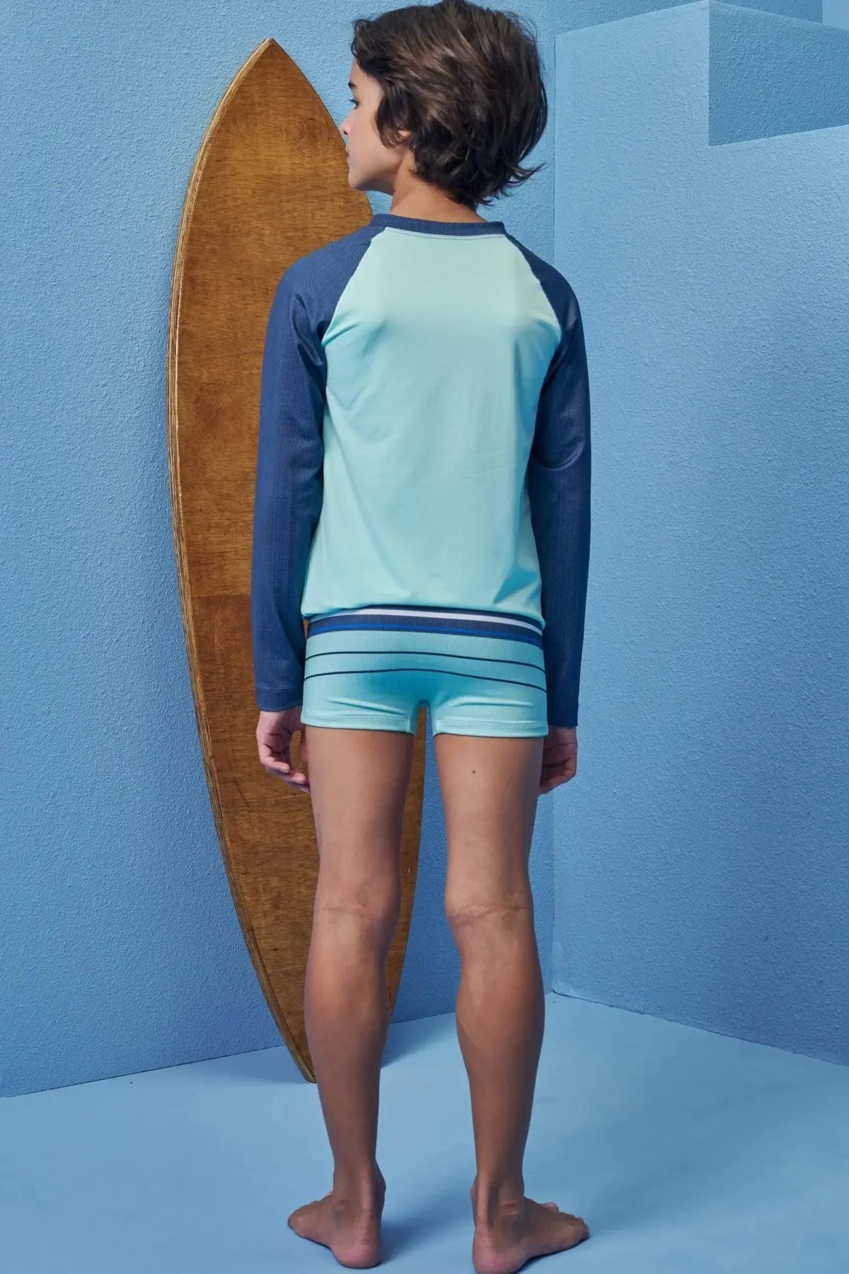 Conjunto de Camiseta e Sunga em Malha Uv Dry com Proteção UV50+ 99037 Johnny Fox Teen Menino