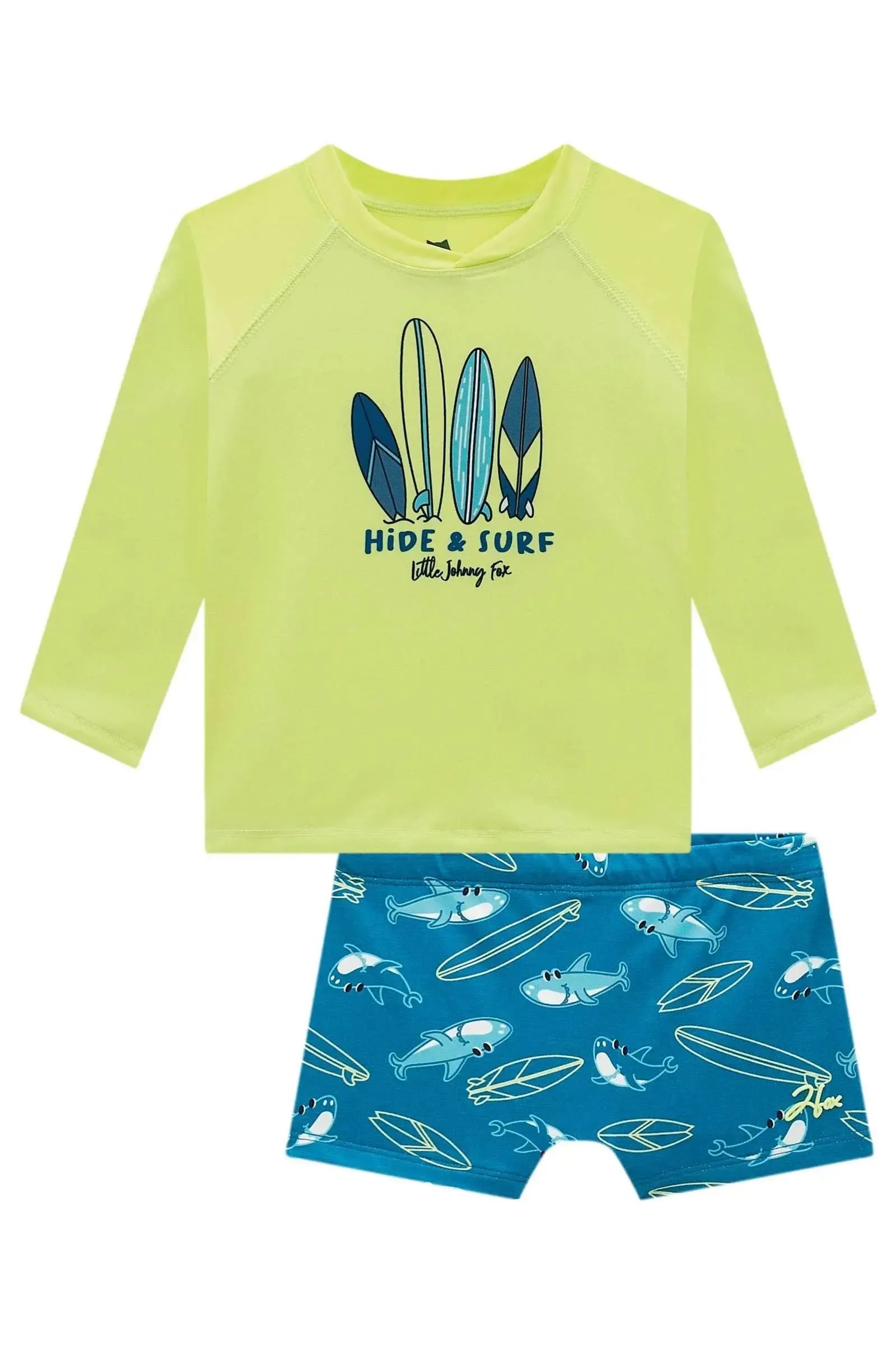 Conjunto de Camiseta e Sunga em Malha Uv Dry com Proteção UV50+ 99571 Johnny Fox Teen Menino