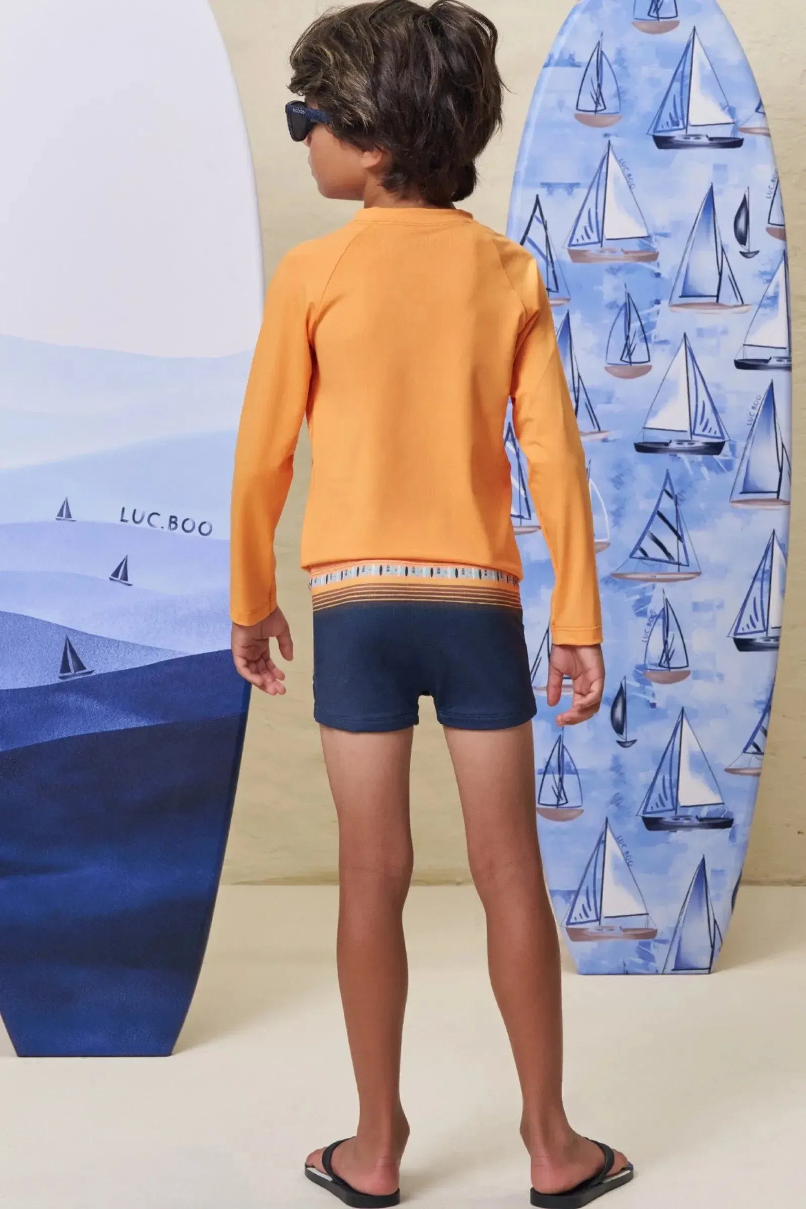 Conjunto de Camiseta e Sunga em Malha UV Dry com Proteção UV50+ 99579 LucBoo Infantil Menino