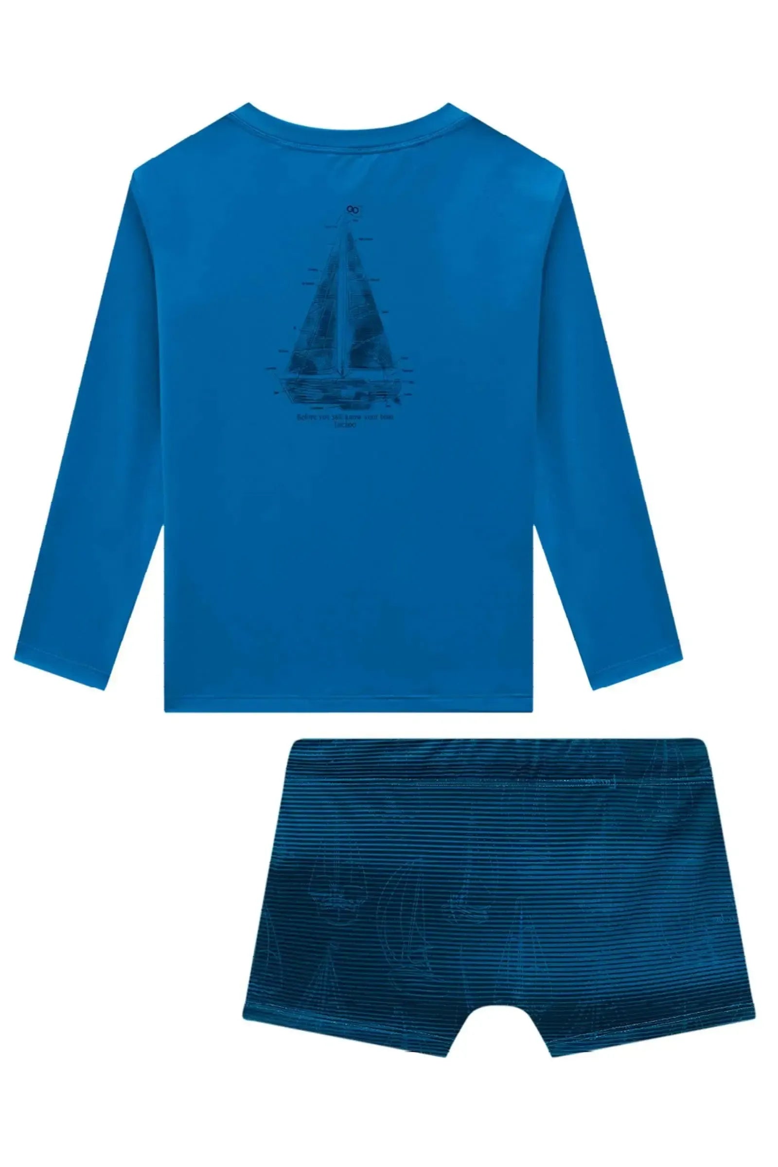 Conjunto de Camiseta e Sunga em Malha UV Dry com Proteção UV50+ 99580 LucBoo Infantil Menino