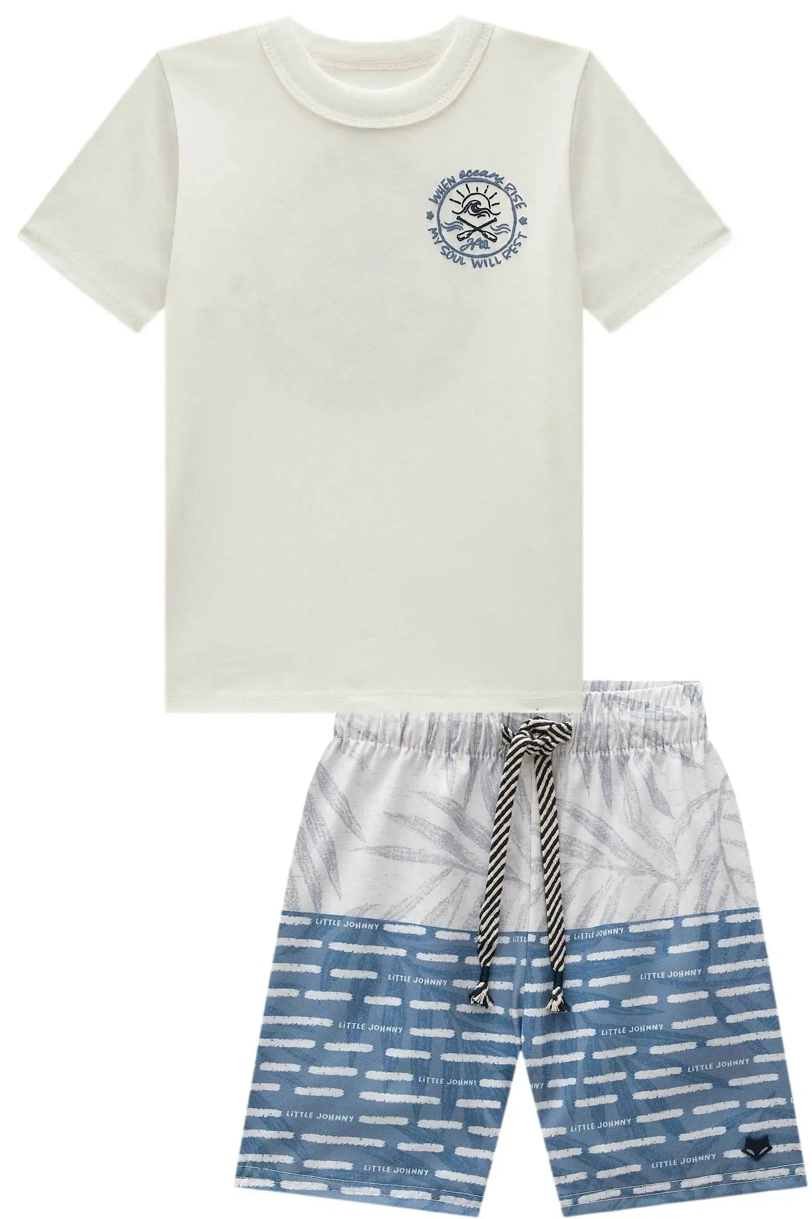 Conjunto de Camiseta em Meia Malha e Bermuda em Nylon Ergonomic com Elastano 99563 Johnny Fox Teen Menino