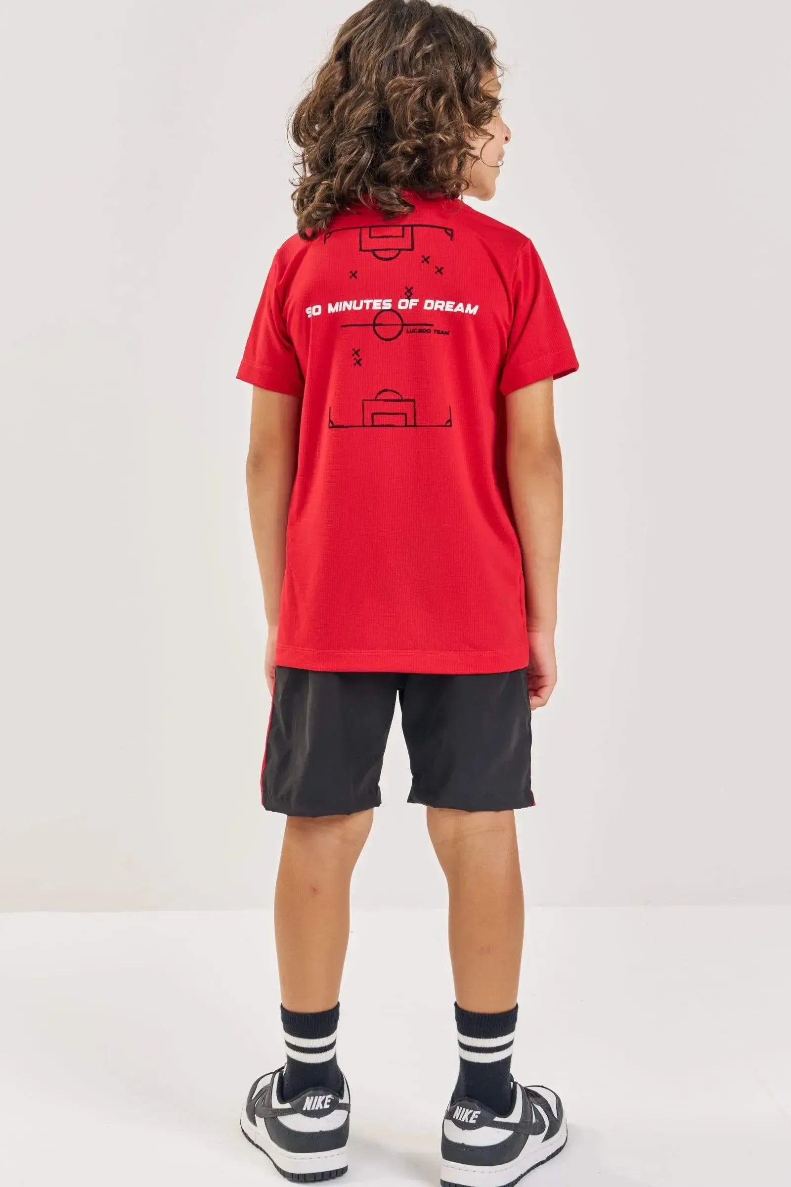 Conjunto de Camiseta em Malha Dry Space Green e Bermuda de Nylon com Elastano 88015 LucBoo Infantil Menino
