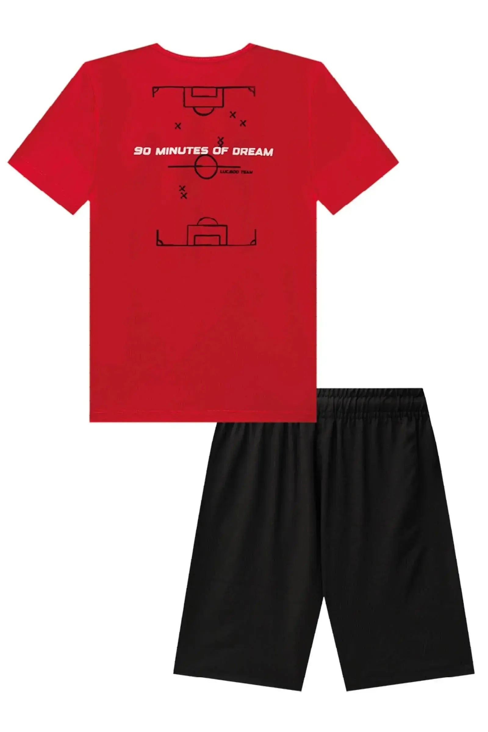 Conjunto de Camiseta em Malha Dry Space Green e Bermuda de Nylon com Elastano 88015 LucBoo Infantil Menino