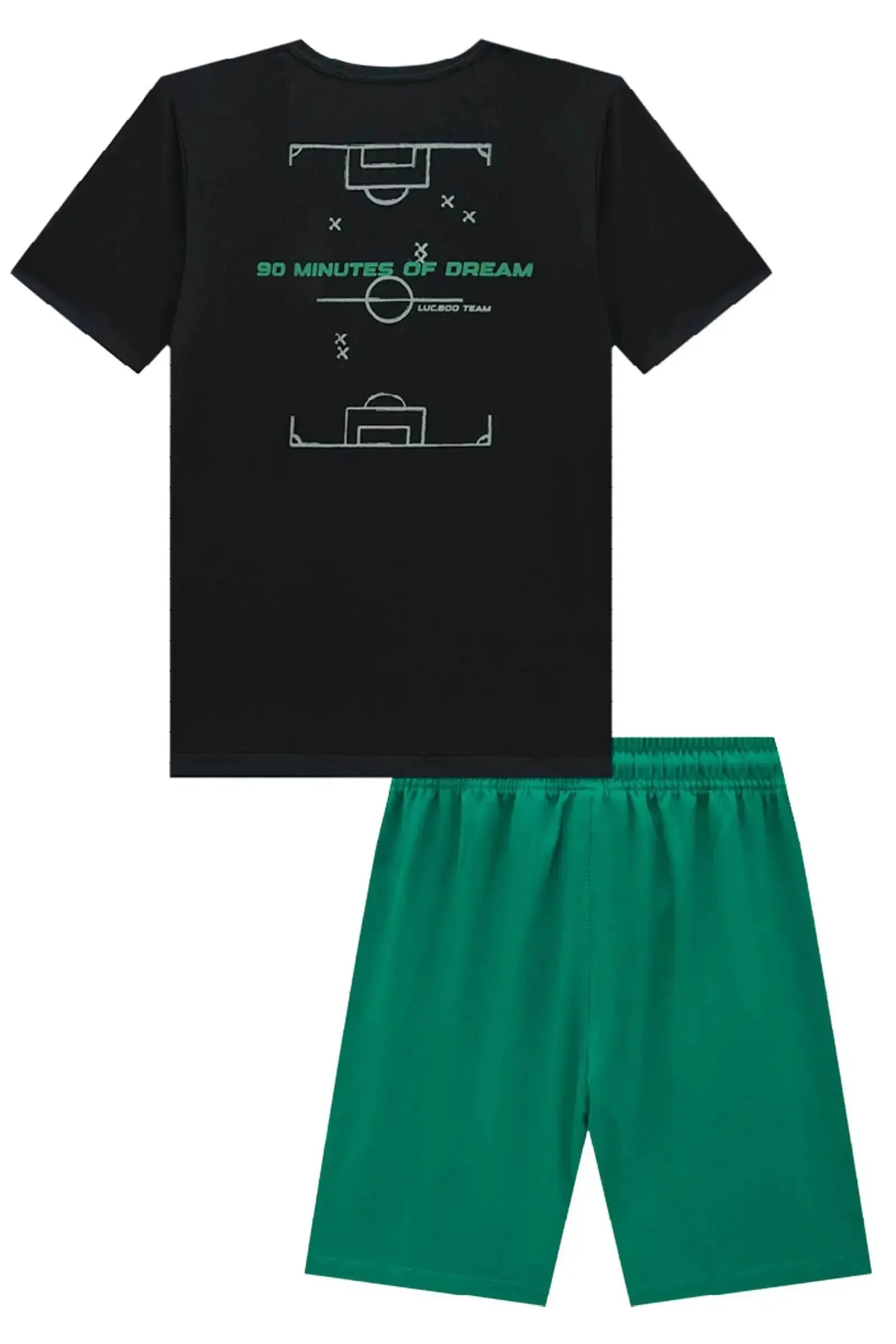 Conjunto de Camiseta em Malha Dry Space Green e Bermuda em Nylon Hidronatic com Elastano 88798 LucBoo Infantil Menino