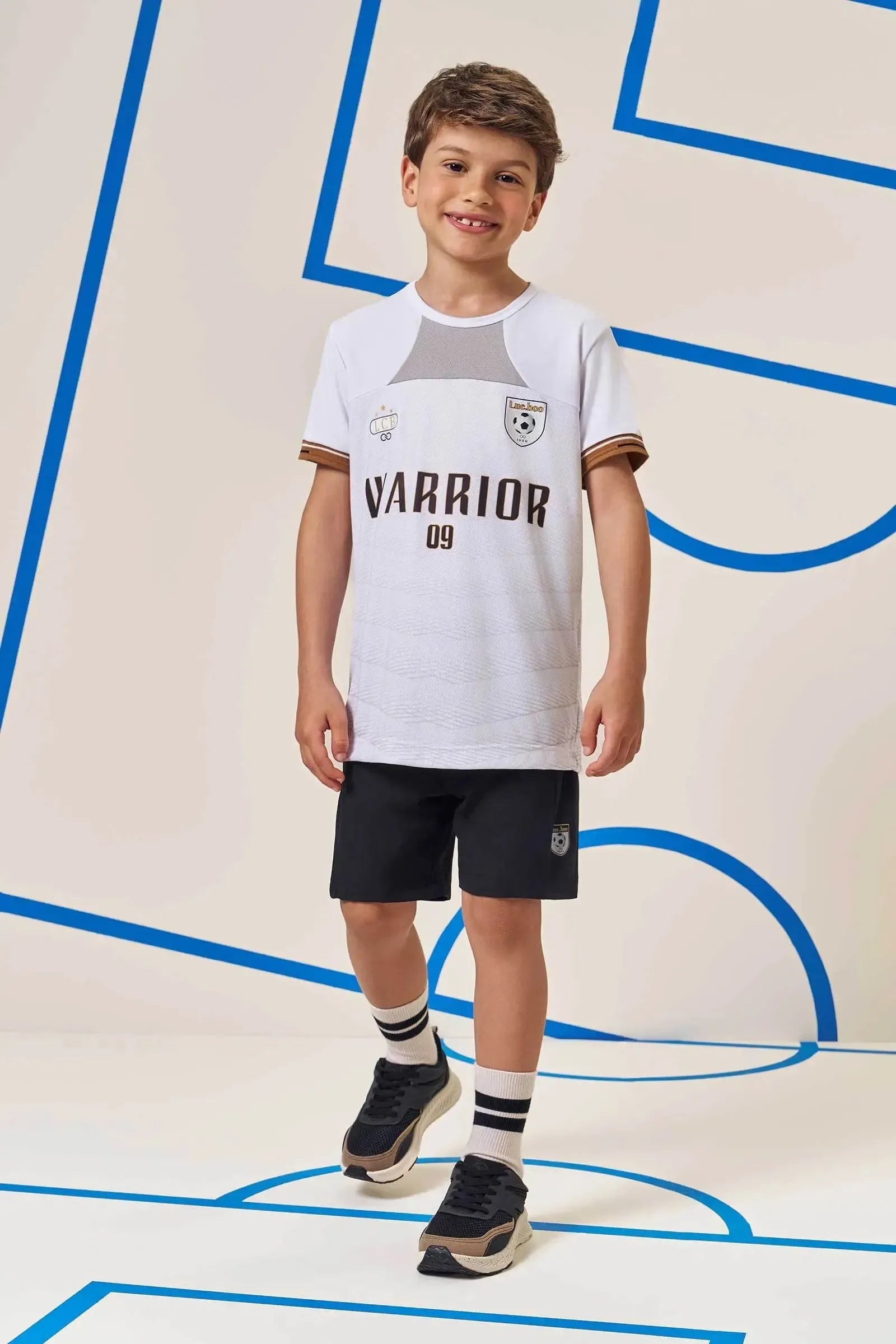 Conjunto de Camiseta em Malha Dry Sport e Bermuda em Nylon Super Soft com Elastano 96733 LucBoo Infantil Menino