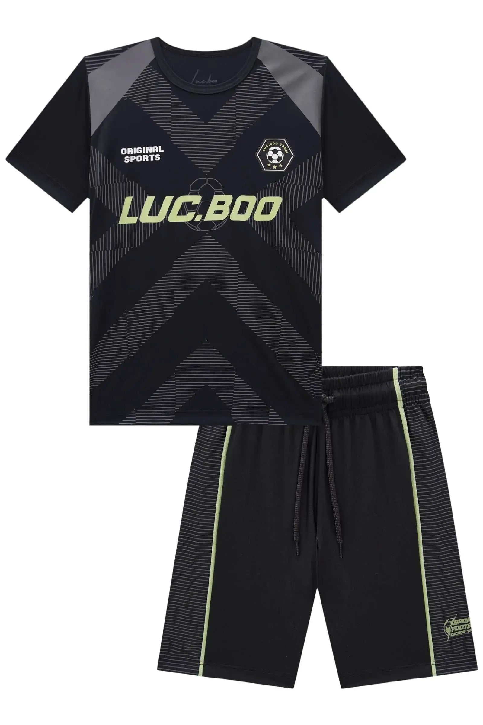 Conjunto de Camiseta em Malha Dry Sport UV50+ e Bermuda em Malha UV50+ 84210 LucBoo Infantil Menino