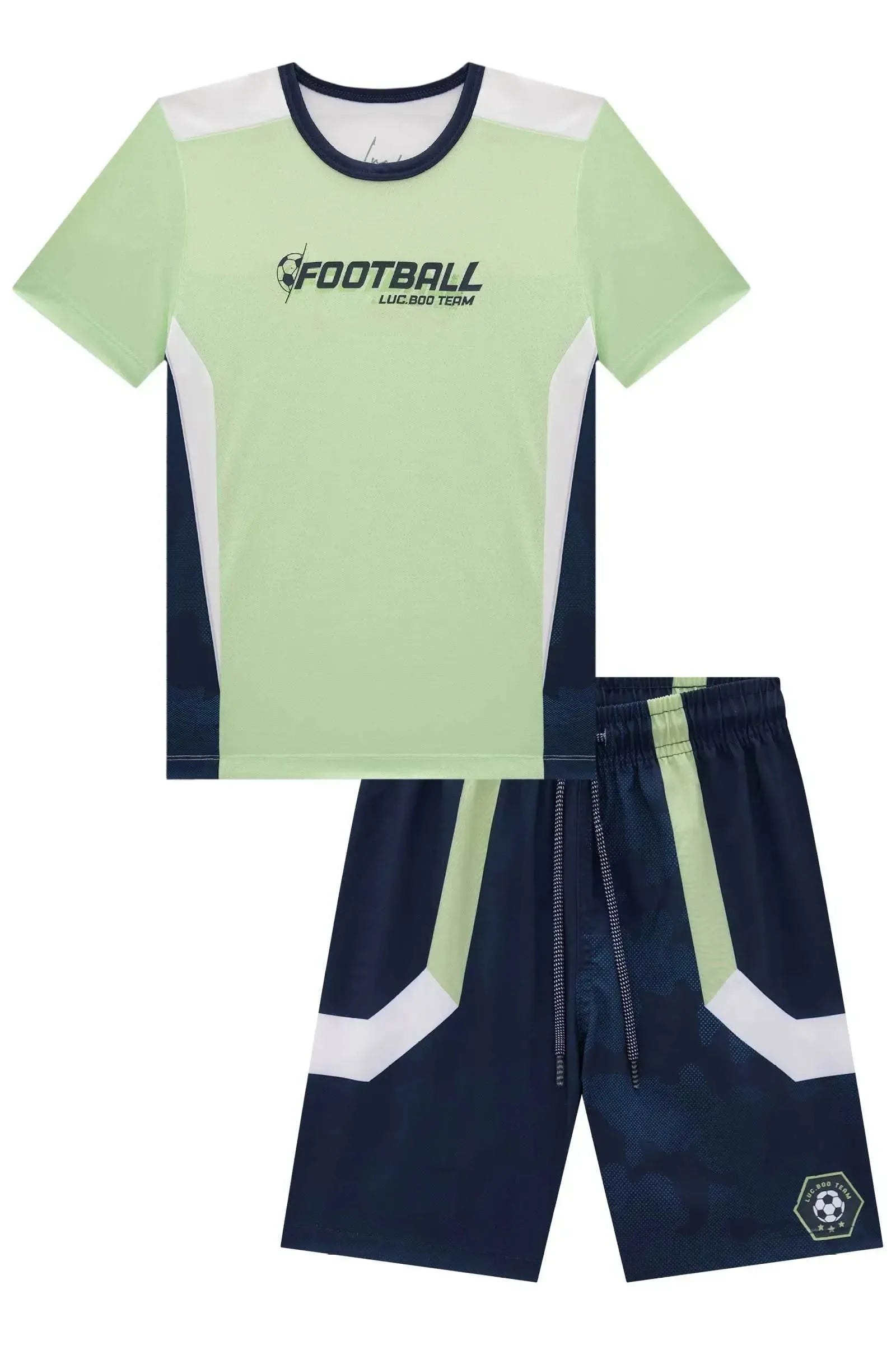 Conjunto de Camiseta em Malha Dry Yuki e Bermuda em Nylon Ergonomic 84236 LucBoo Infantil Menino
