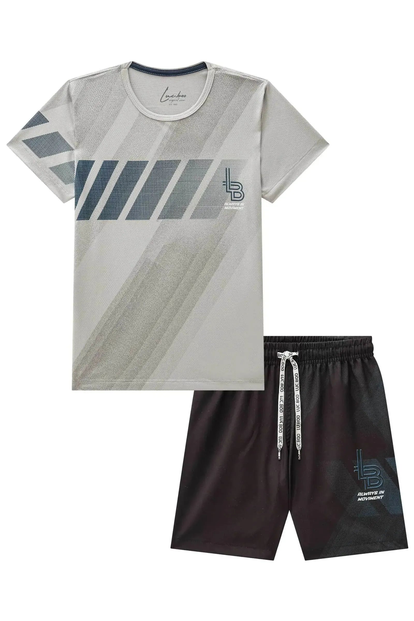 Conjunto de Camiseta em Malha Dry Yuki e Bermuda em Nylon Ergonomic com Elastano 84206 LucBoo Infantil Menino