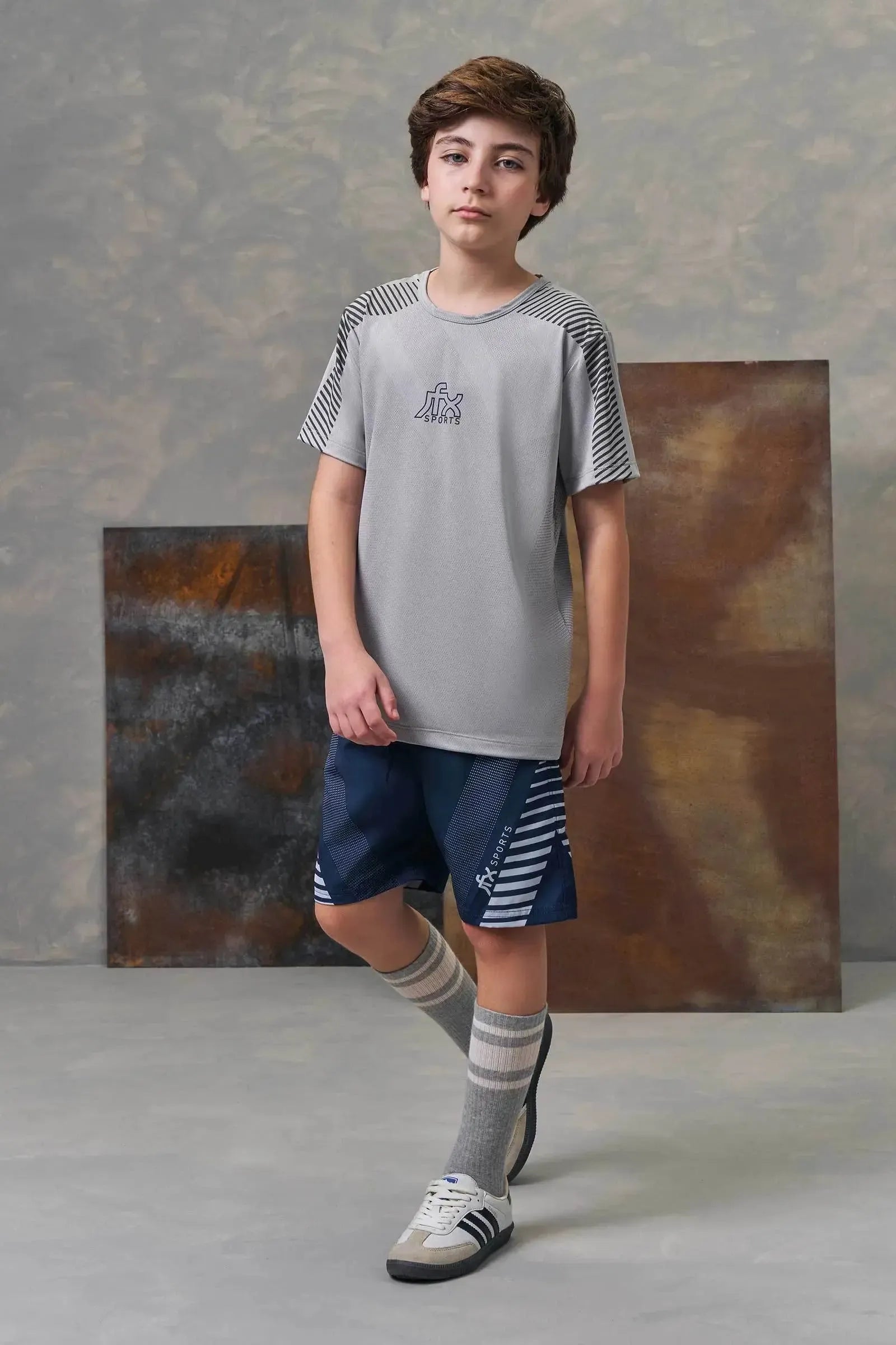 Conjunto de Camiseta em Malha Dry Yuki e Bermuda em Nylon Ergonomic com Elastano 96067 Johnny Fox Teen Menino