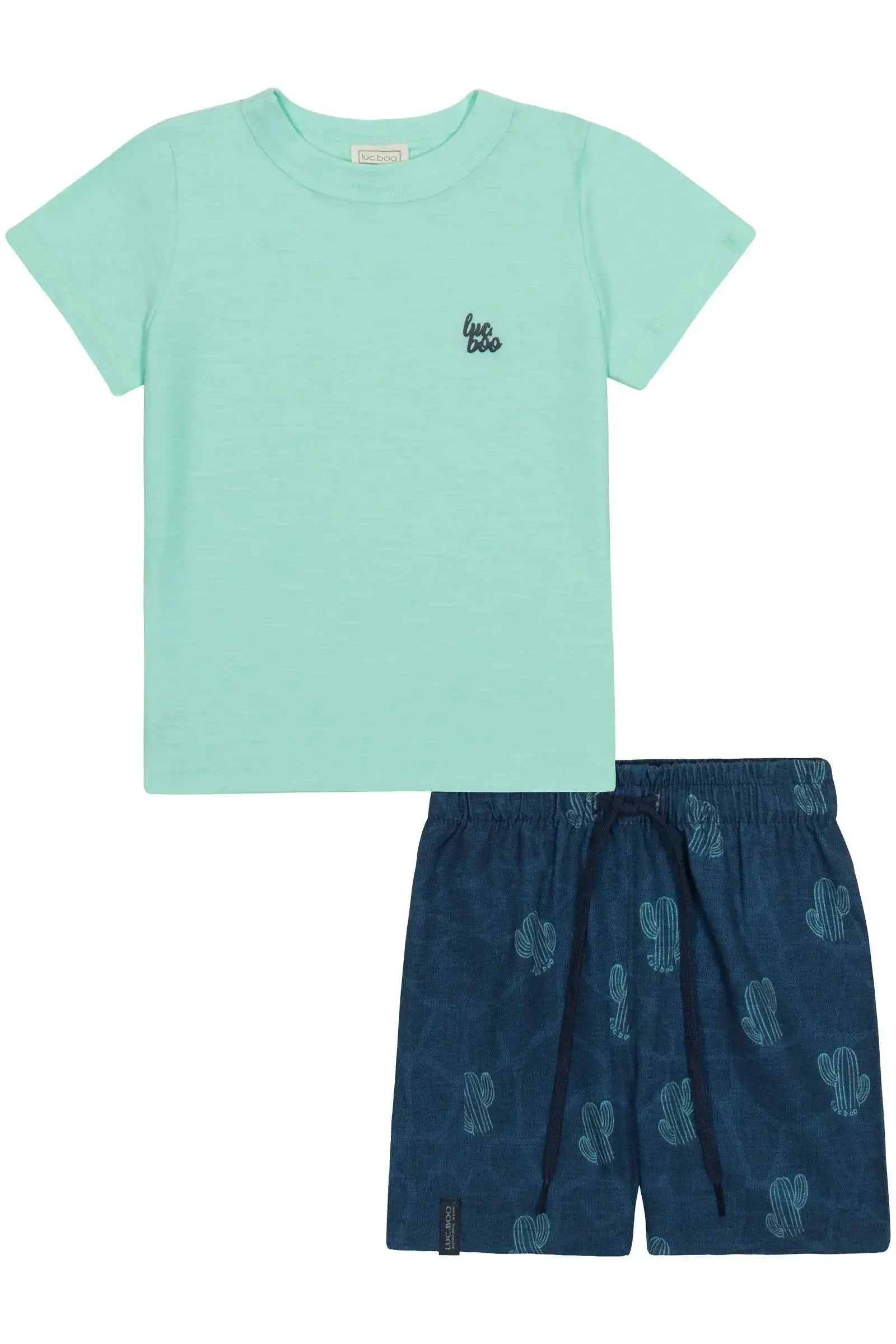 Conjunto de Camiseta em Malha Flamê e Bermuda em Nylon Ergonomic com Elastano 86613 LucBoo Bebê Menino