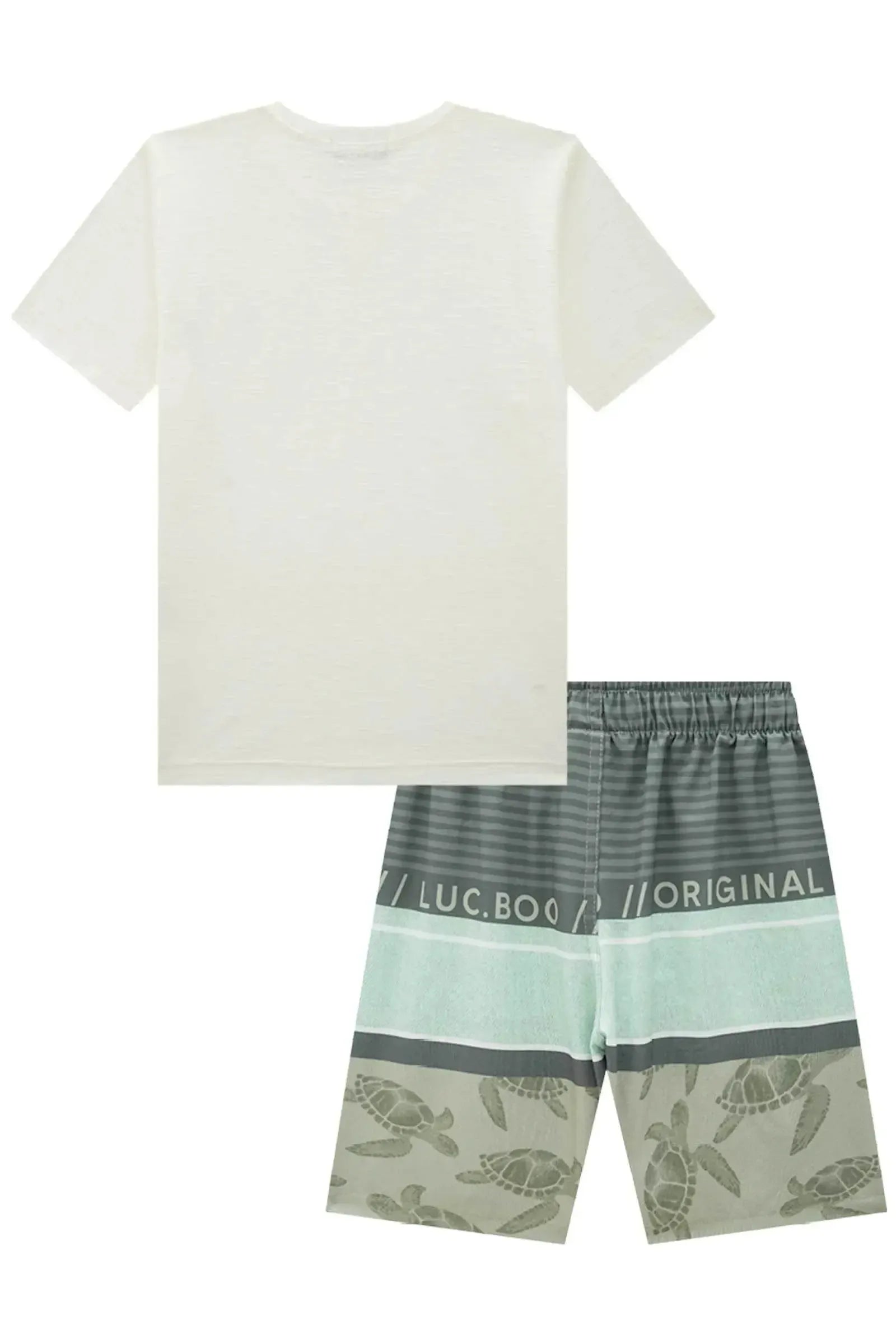Conjunto de Camiseta em Malha Flamê e Bermuda em Nylon Ergonomic com Elastano 87525 LucBoo Infantil Menino