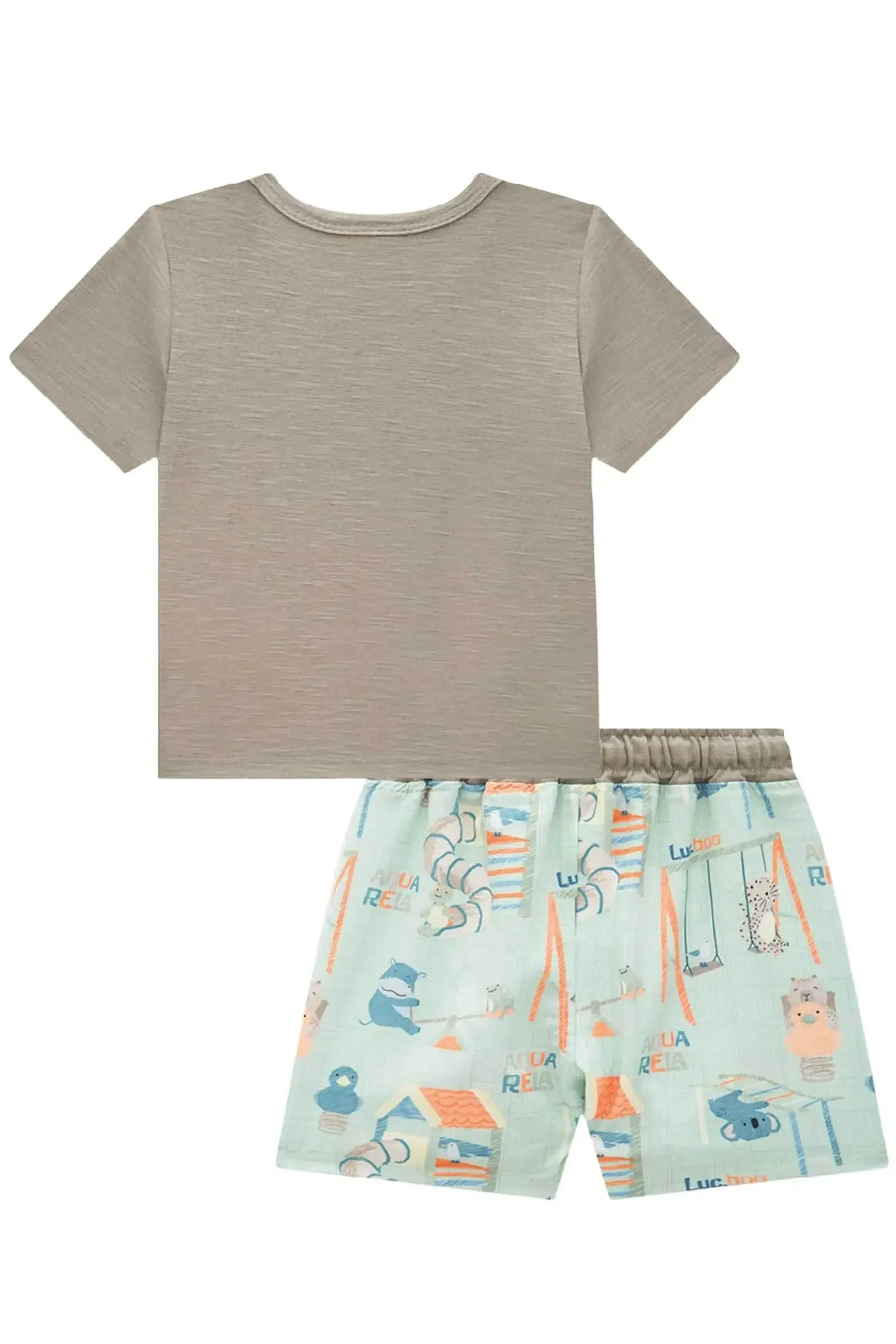 Conjunto de Camiseta em Malha Flamê e Bermuda em Nylon Ergonomic com Elastano 87938 LucBoo Bebê Menino