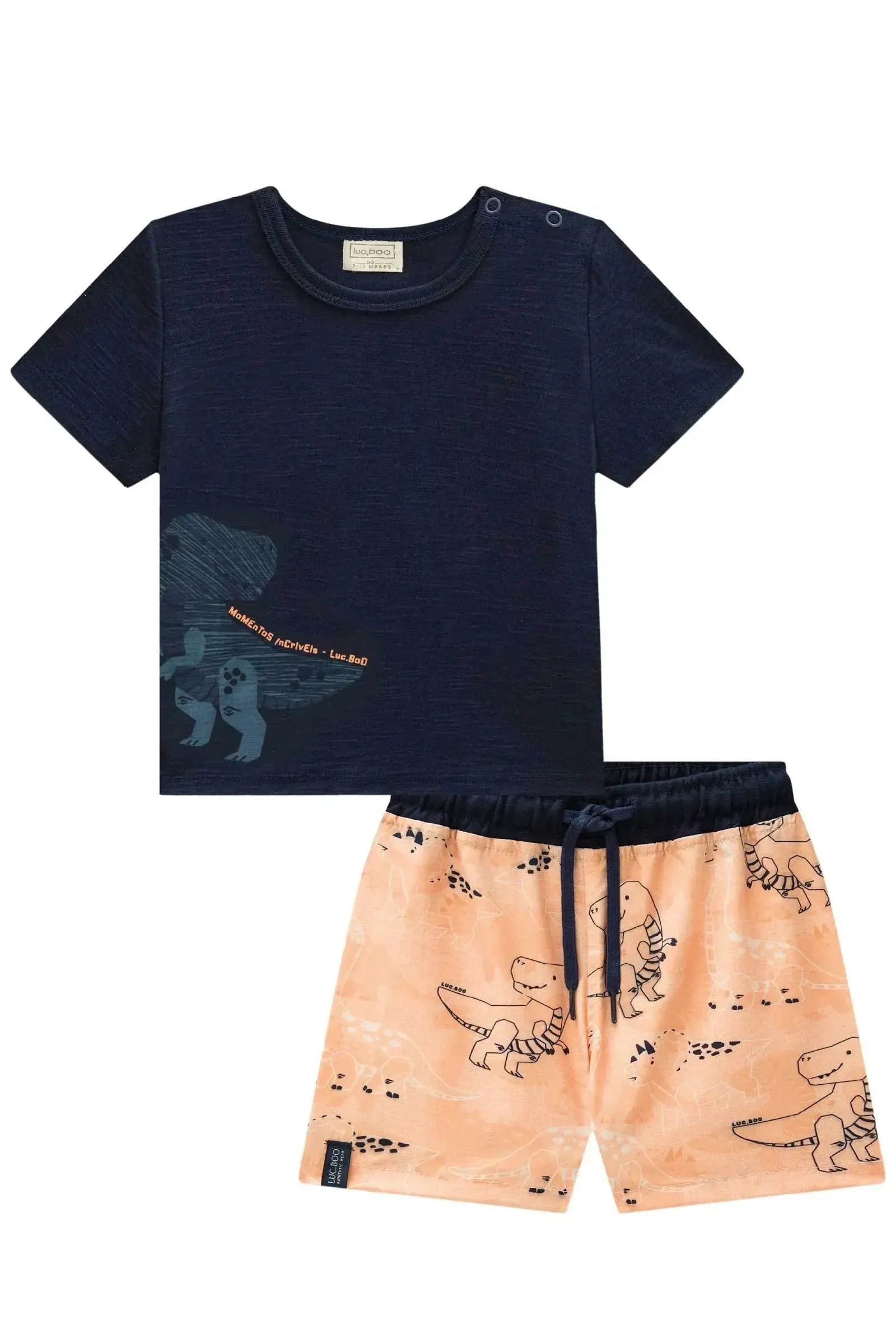 Conjunto de Camiseta em Malha Flamê e Bermuda em Nylon Ergonomic com Elastano 88646 LucBoo Bebê Menino