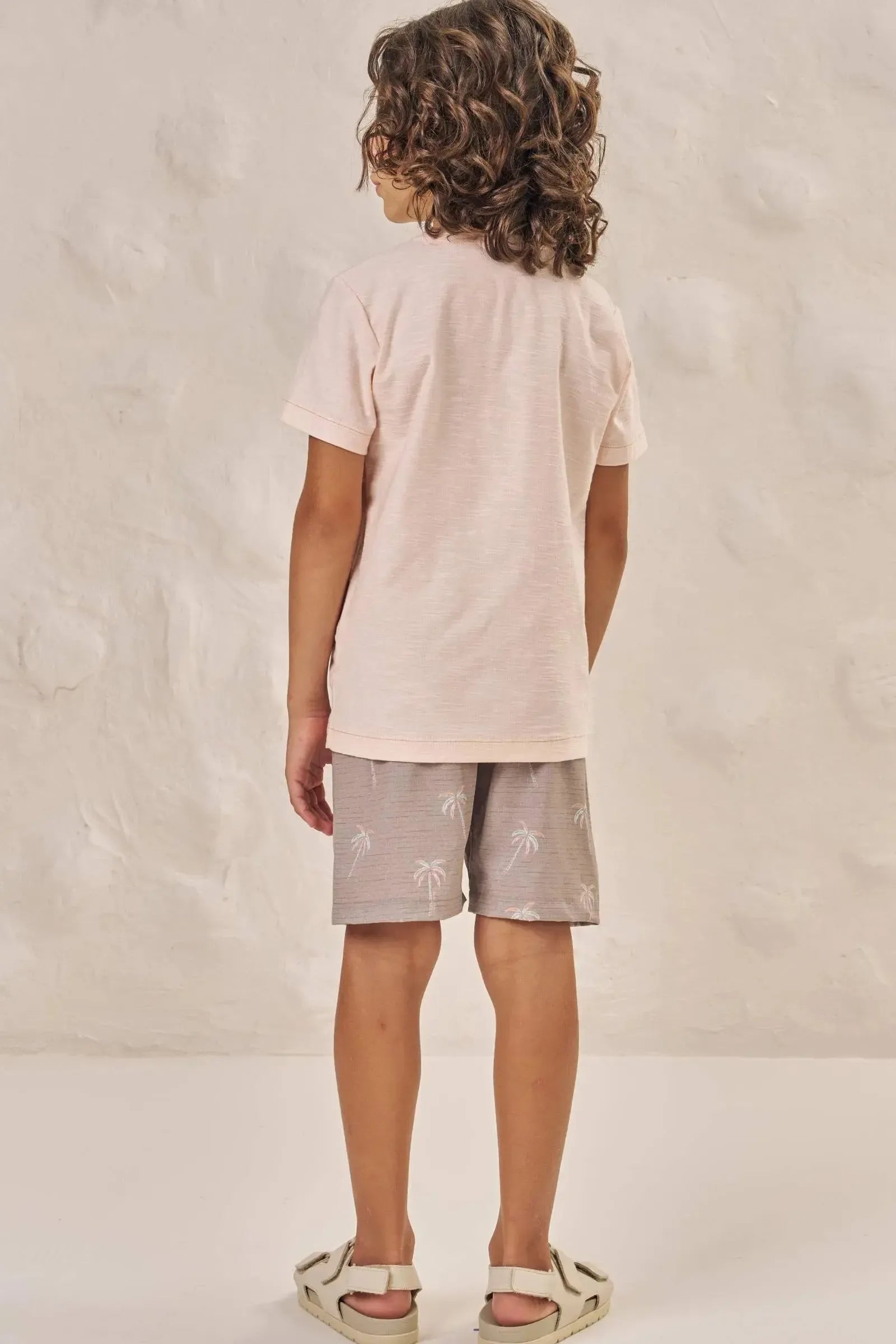 Conjunto de Camiseta em Malha Flamê e Bermuda em Nylon Ergonomic com Elastano 88826 LucBoo Infantil Menino