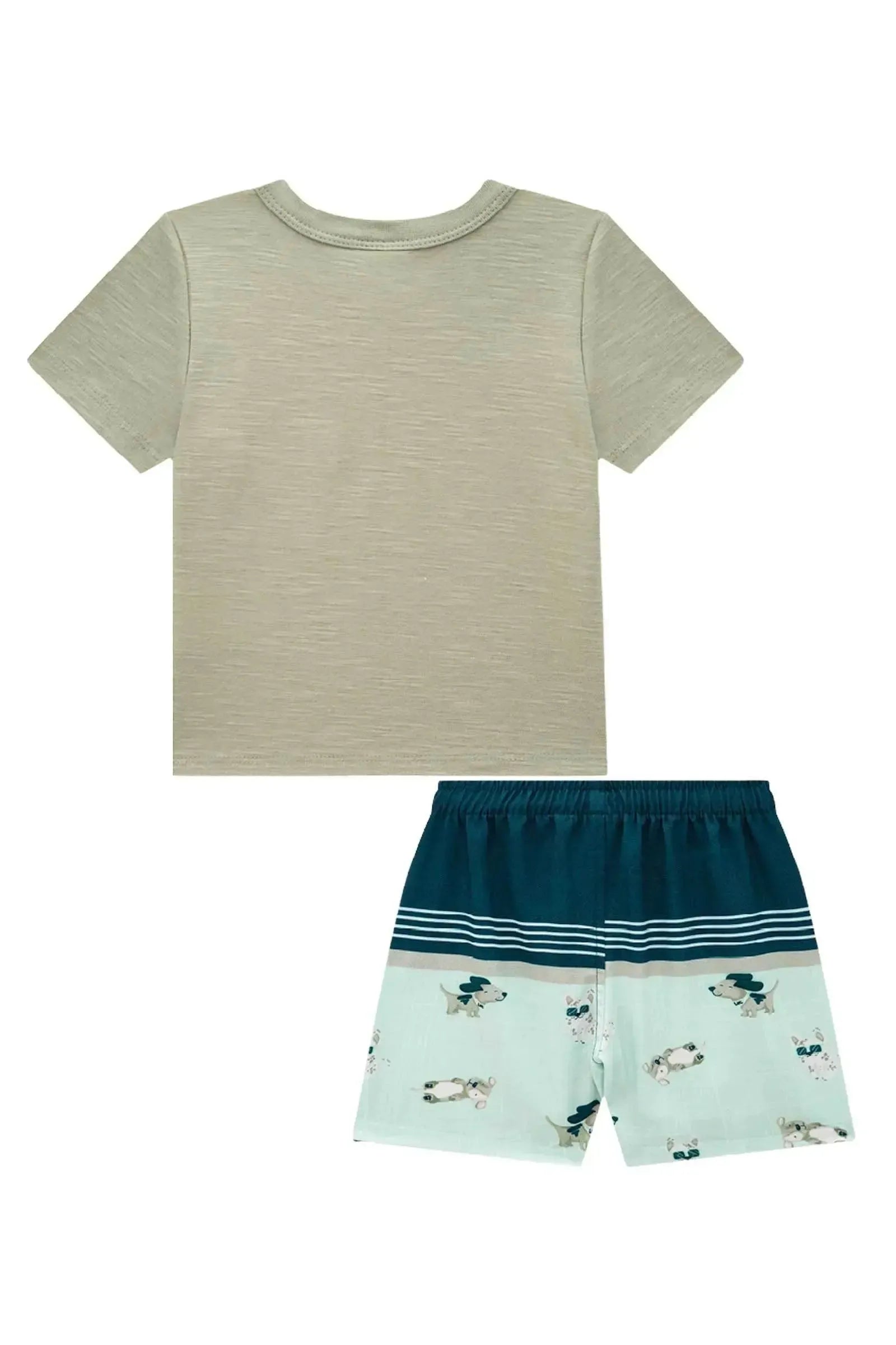 Conjunto de Camiseta em Malha Flamê e Bermuda em Nylon Ergonomic com Elastano 88861 LucBoo Bebê Menino