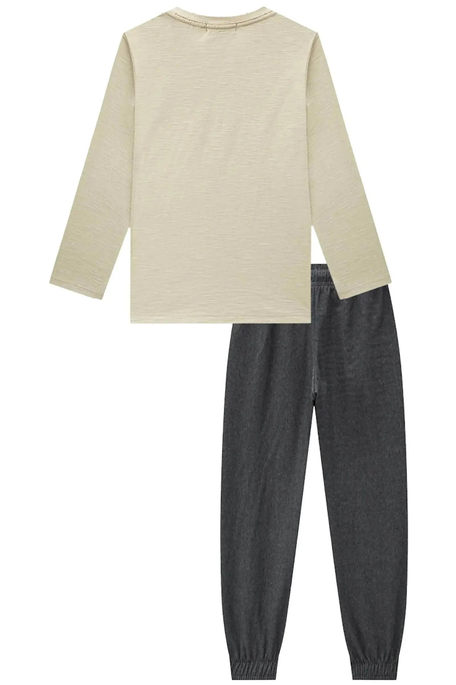 Conjunto de Camiseta em Malha Flamê e Calça Jogger em Cotton Jeans com Elastano 90753 LucBoo Infantil Menino