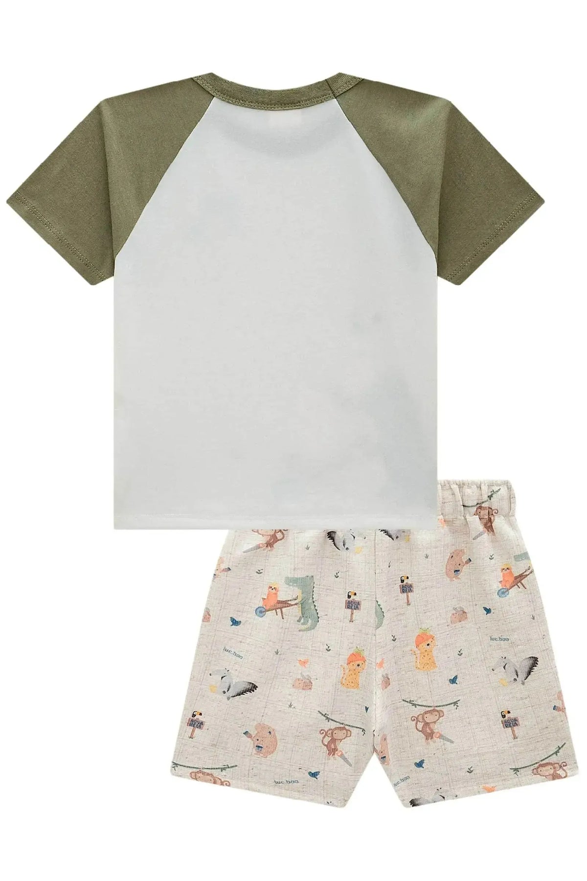 Conjunto de Camiseta em Malha Fresh com Elastano e Bermuda em Moletom Linho sem Pelúcia 98208 LucBoo Bebê Menino