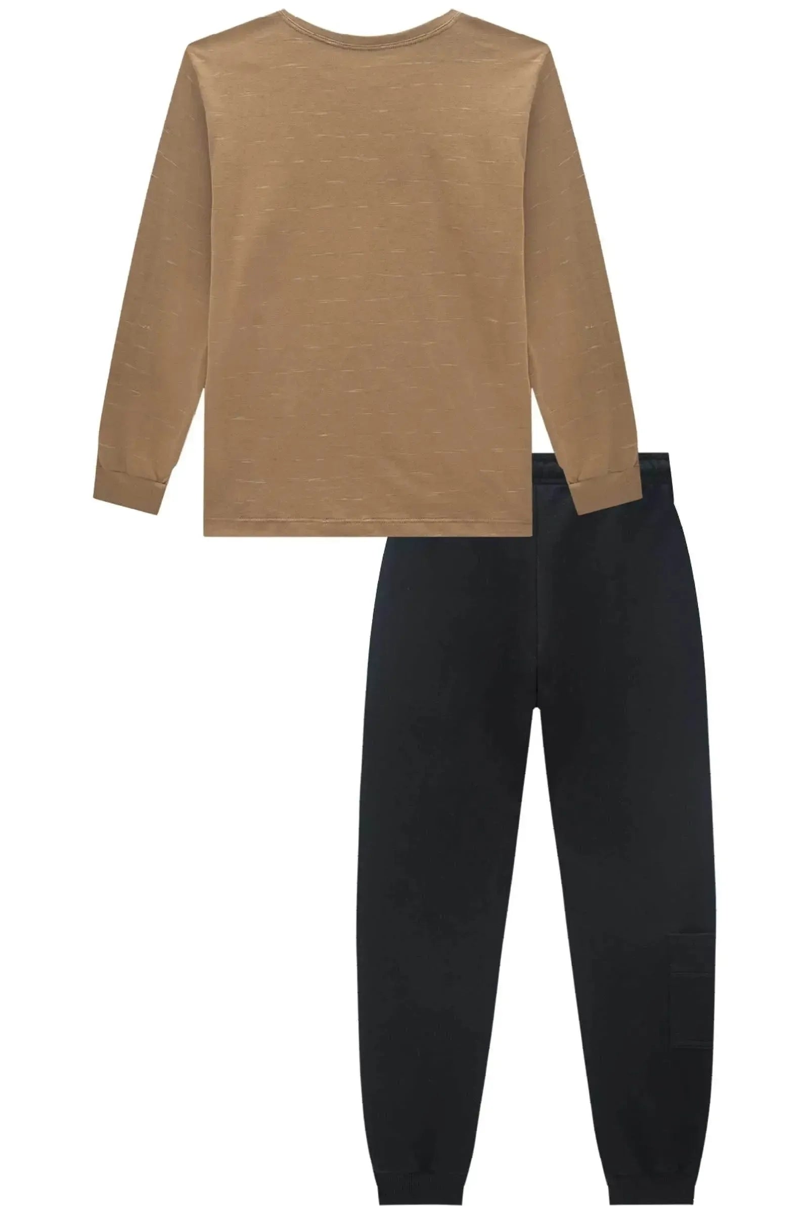 Conjunto de Camiseta em Malha Jet e Calça em Moletom sem Pelúcia 90609 Johnny Fox Teen Menino