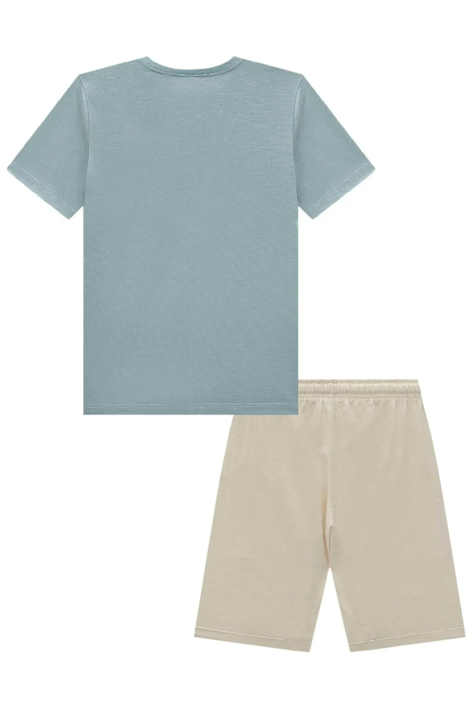 Conjunto de Camiseta em Malha Mesclada e Bermuda em Linho Santorine com Elastano 95699 Johnny Fox Teen Menino