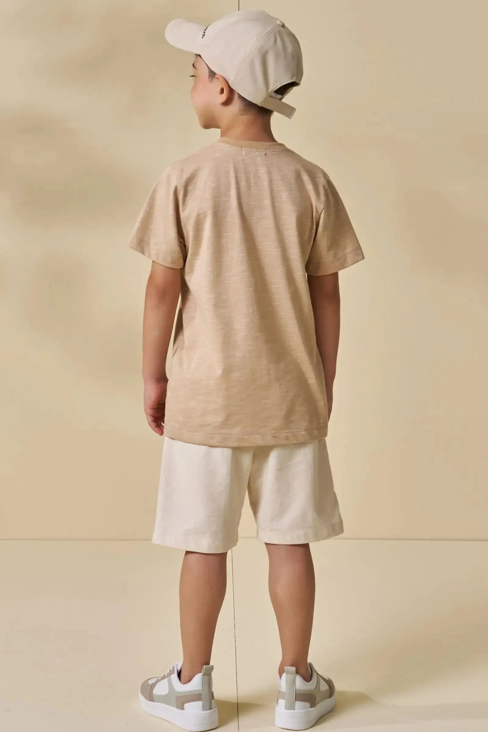 Conjunto de Camiseta em Malha Mesclada e Bermuda em Moletom Linho sem Pelúcia 97097 LucBoo Infantil Menino
