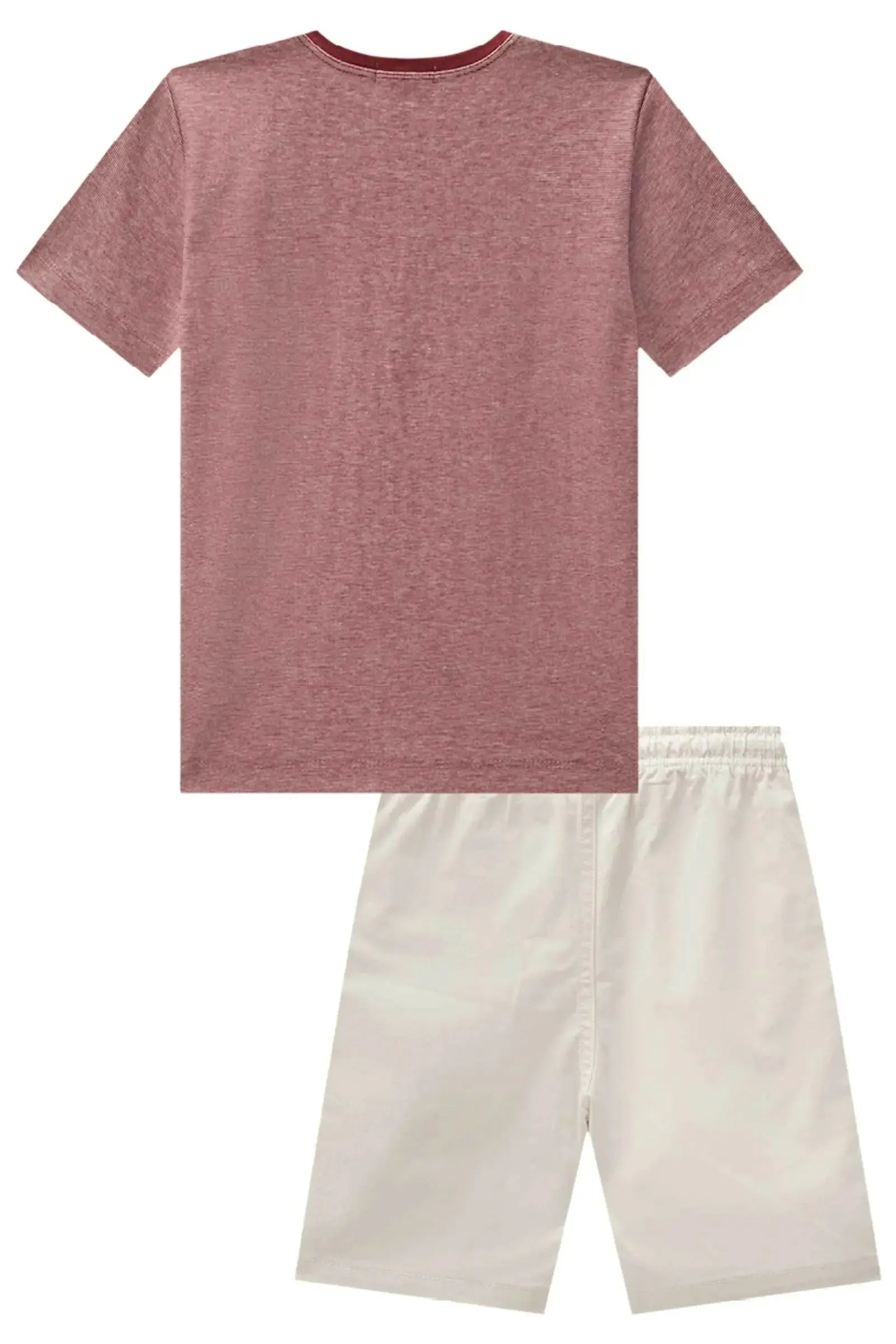 Conjunto de Camiseta em Malha Mesclada e Bermuda em Sarja Caribe com Elastano 84815 LucBoo Infantil Menino