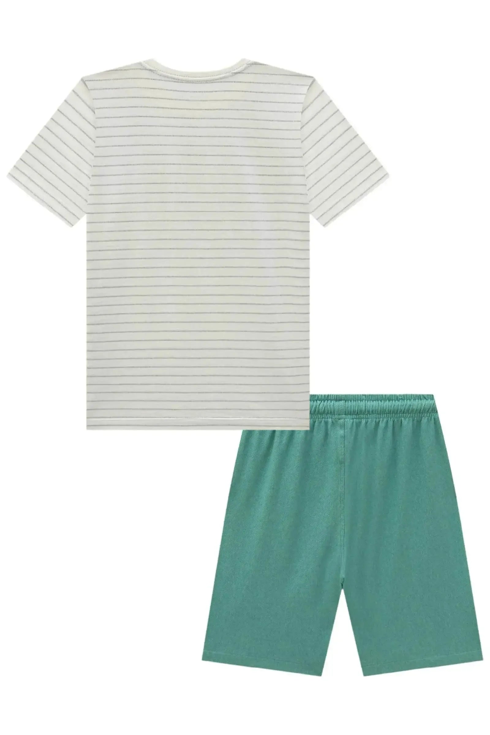 Conjunto de Camiseta em Malha Pontilhada e Bermuda em Cotton Jeans com Elastano 96397 Johnny Fox Teen Menino