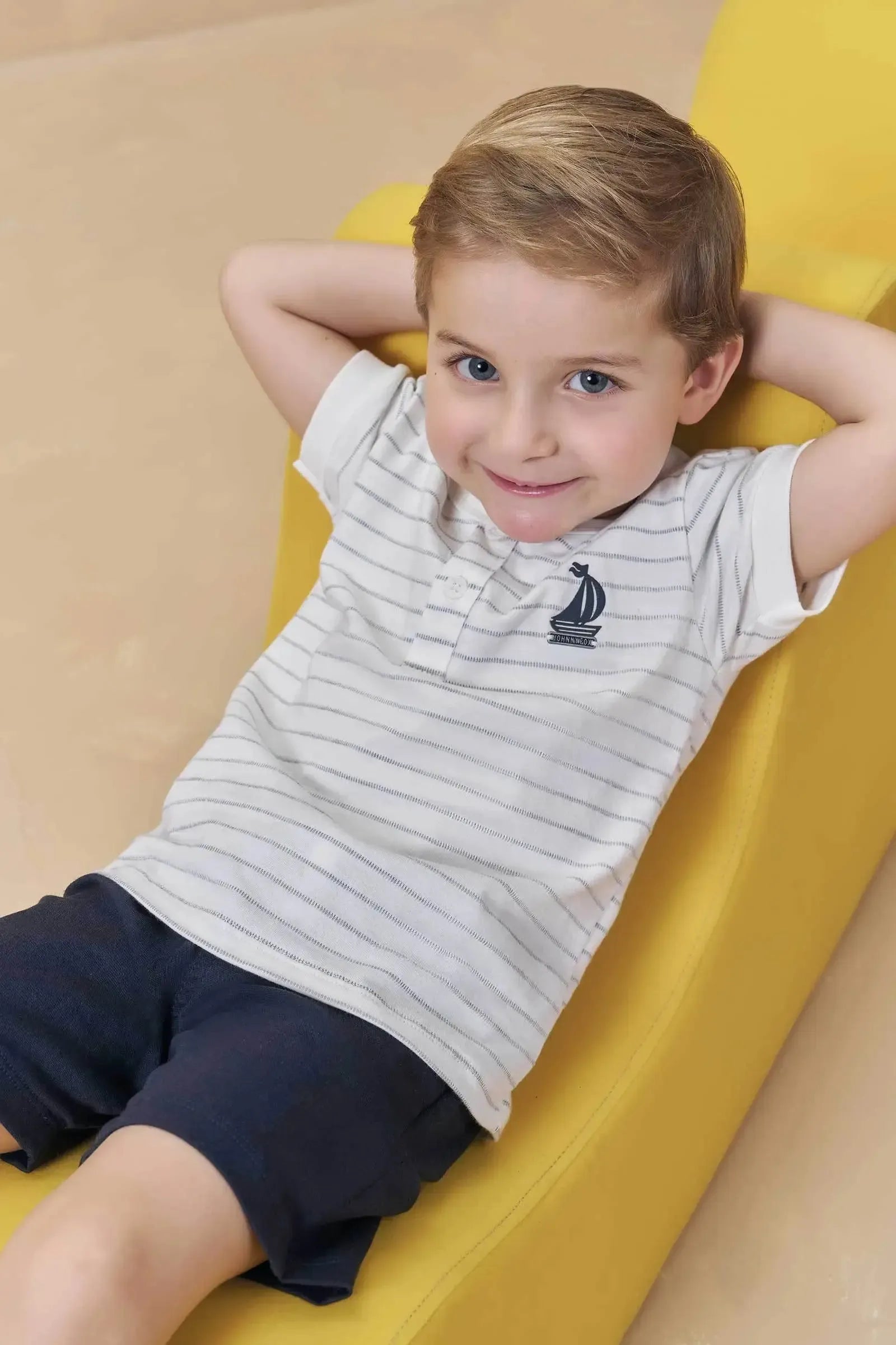 Conjunto de Camiseta em Malha Pontilhada e Bermuda em Linho Santorine com Elastano 95766 Johnny Fox Teen Menino