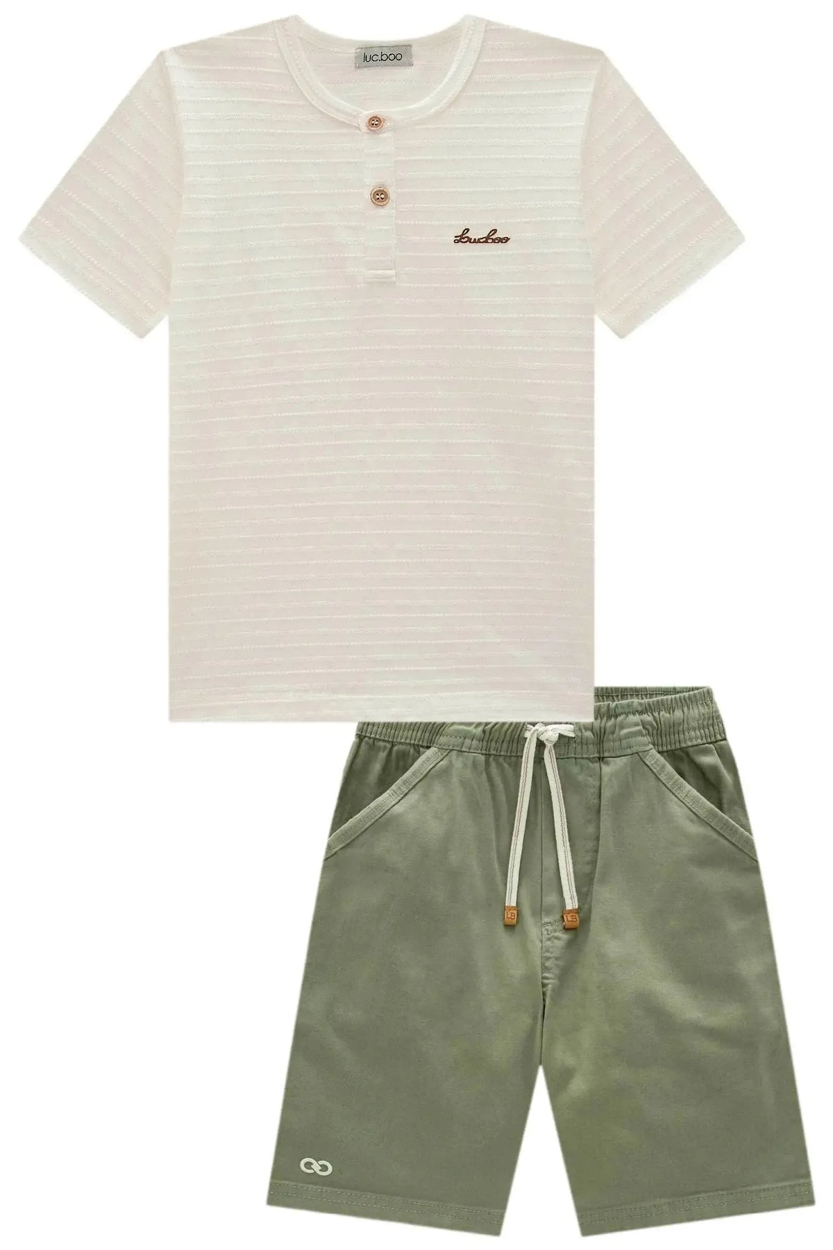 Conjunto de Camiseta em Malha Textura e Sarja Ônix com Elastano 99607 LucBoo Infantil Menino