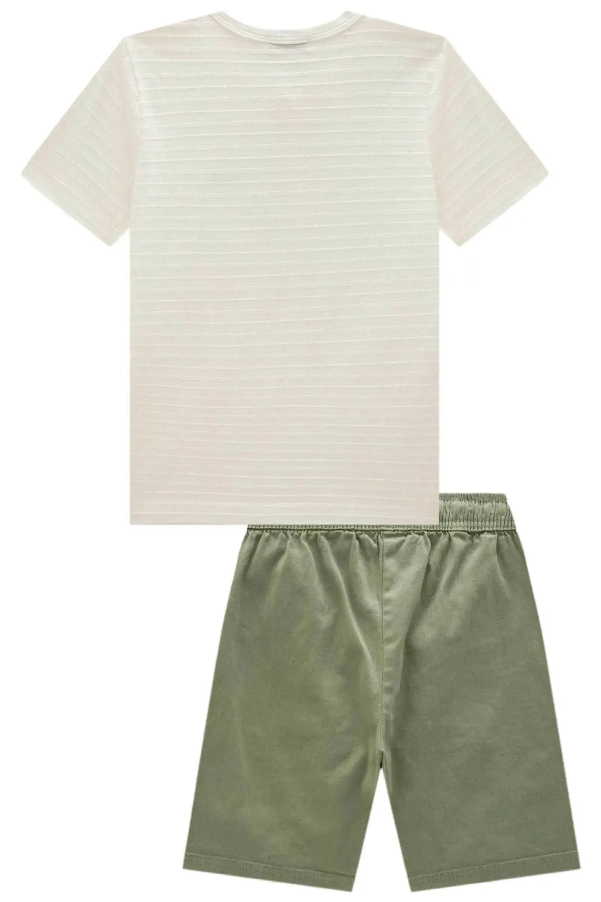 Conjunto de Camiseta em Malha Textura e Sarja Ônix com Elastano 99607 LucBoo Infantil Menino