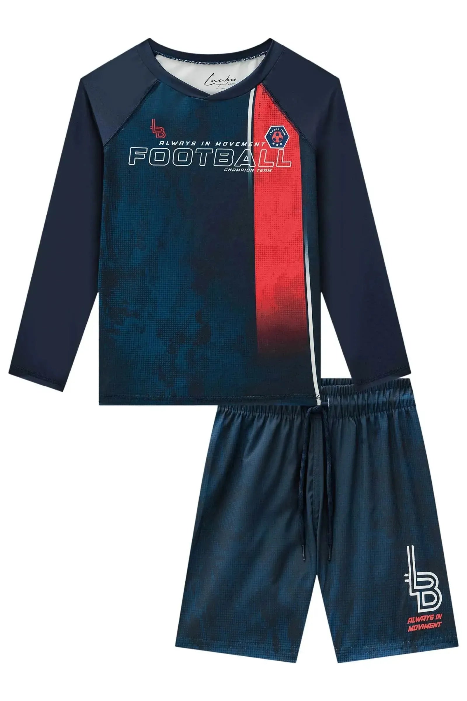 Conjunto de Camiseta em Malha UV Dry 50+ e Bermuda Boxer em Nylon Ergonomic C/ Elastano 85156 LucBoo Infantil Menino