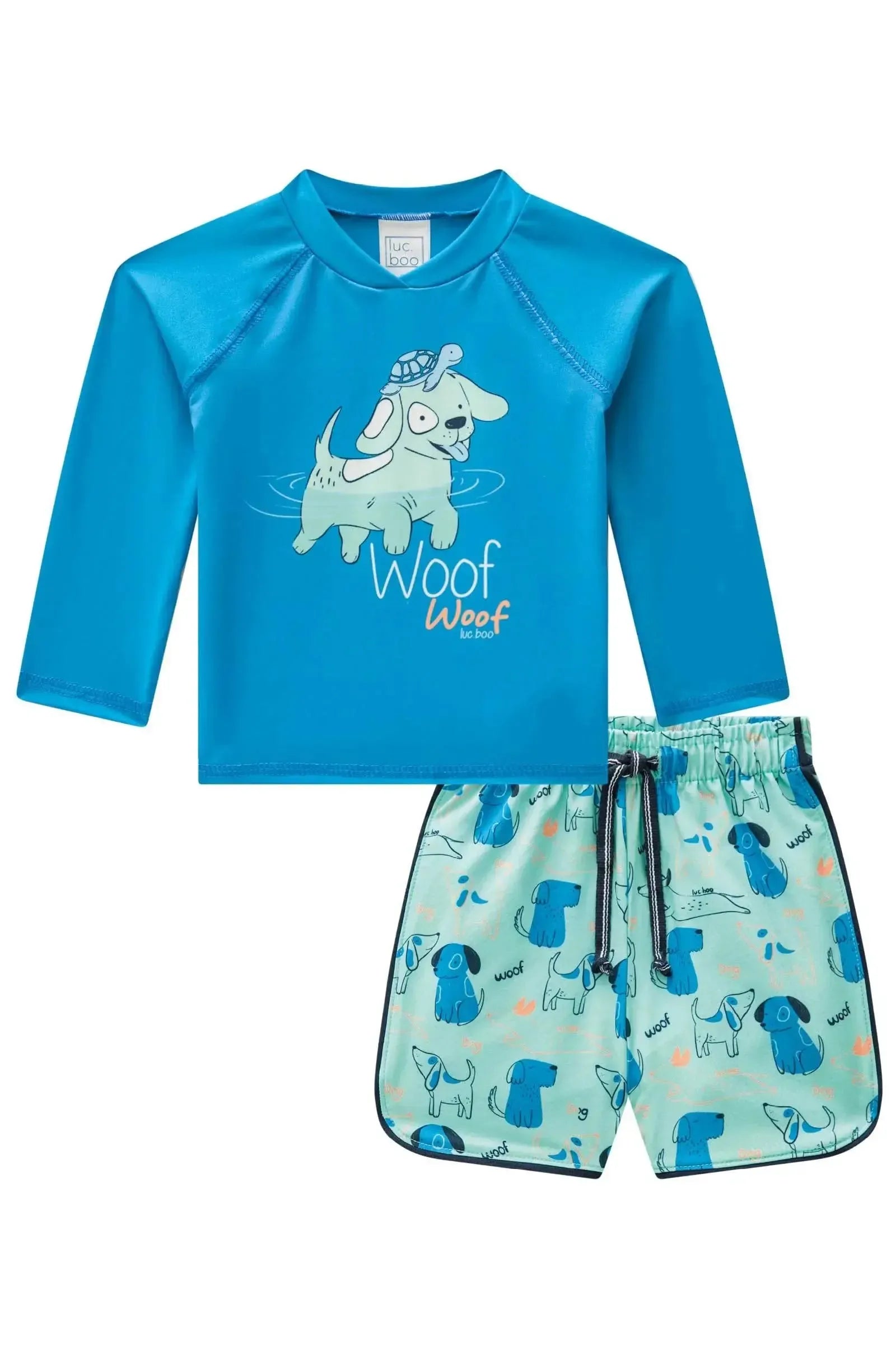 Conjunto de Camiseta em Malha UV Dry C/ Proteção UV 50+ Bermuda em Nylon Ergonomic C/ Elast 85583 LucBoo Bebê Menino