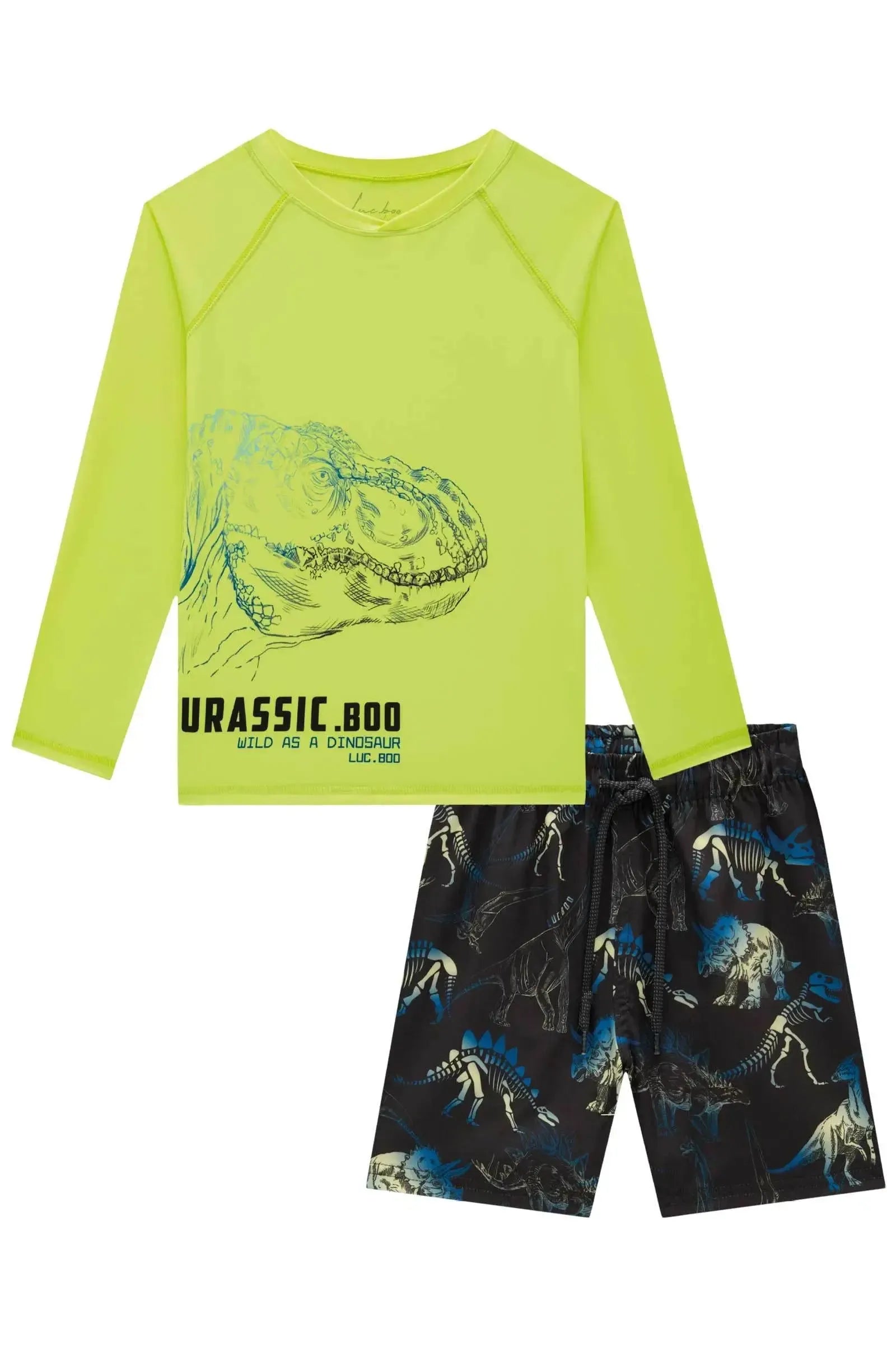 Conjunto de Camiseta em Malha UV Dry com Proteção UV 50+ e Bermuda em Nylon com Elastano 87964 LucBoo Infantil Menino