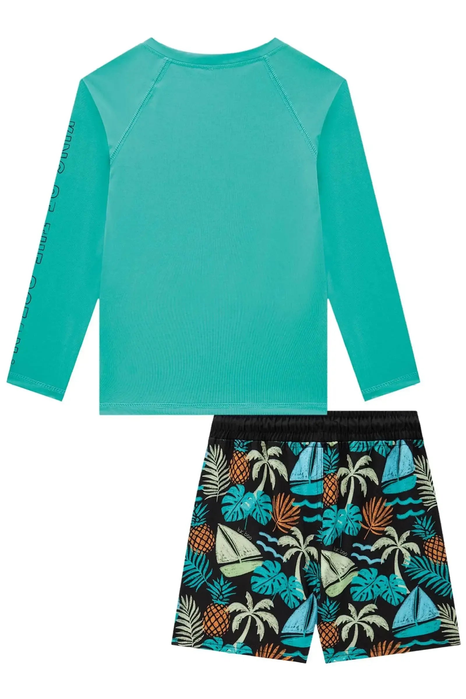 Conjunto de Camiseta em Malha UV Dry com Proteção UV 50+ e Bermuda em Nylon com Elastano 88020 LucBoo Infantil Menino