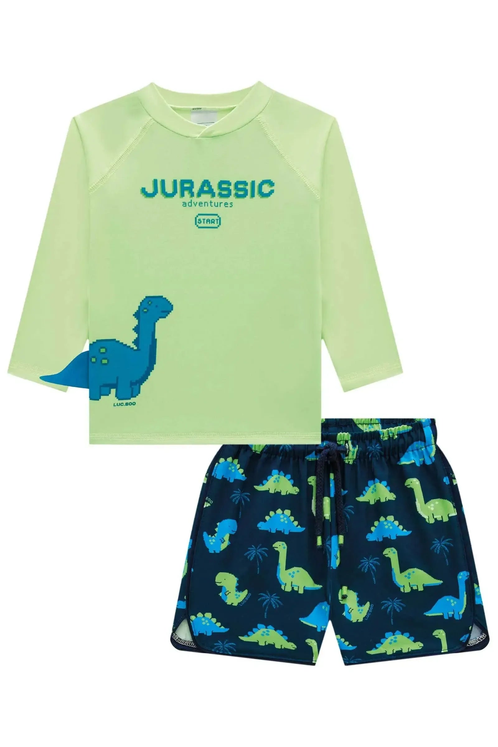 Conjunto de Camiseta em Malha UV Dry com Proteção UV 50+ e Bermuda em Nylon Ergonomic 85547 LucBoo Bebê Menino