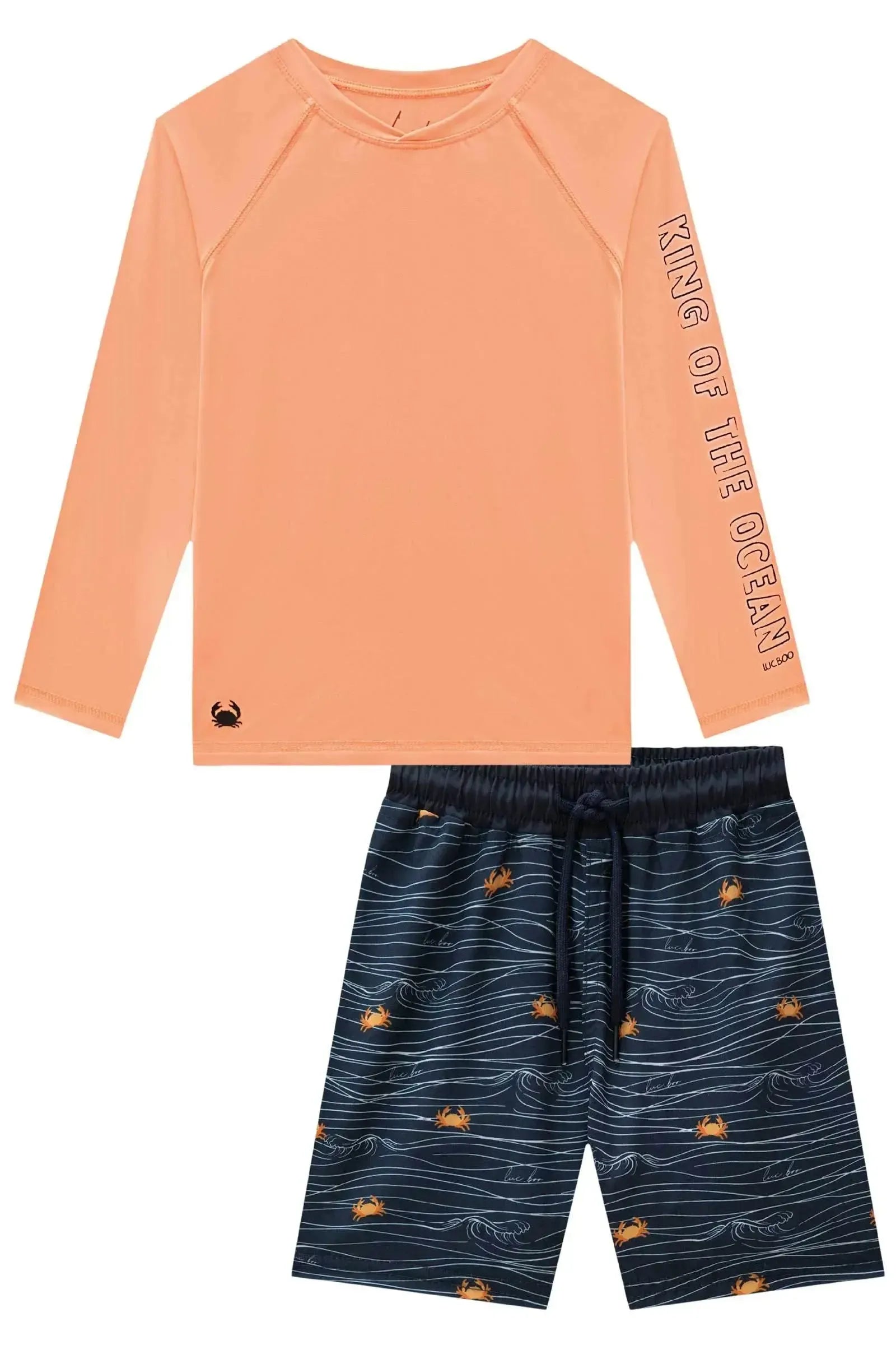 Conjunto de Camiseta em Malha UV Dry com Proteção UV 50+ e Bermuda Nylon com Elastano 88709 LucBoo Infantil Menino