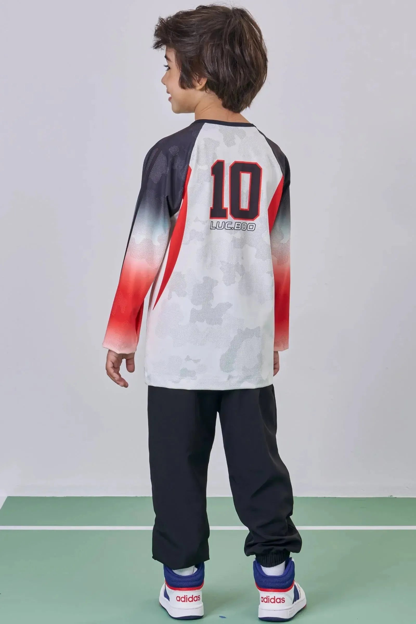 Conjunto de Camiseta em Malha UV Dry com Proteção UV50+ e Calça em Nylon com Elastano 90741 LucBoo Infantil Menino